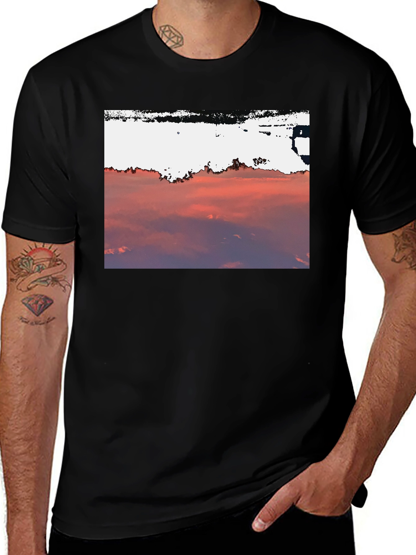 Variant 30 of Sunset Sky Graphic Tee - Black Cotton Blend