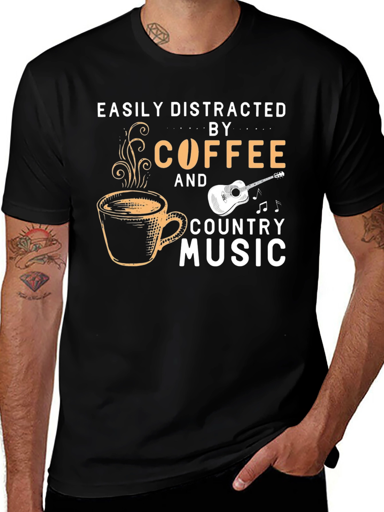 Variant 25 of Coffee & Country Music T-Shirt - Easily Distracted