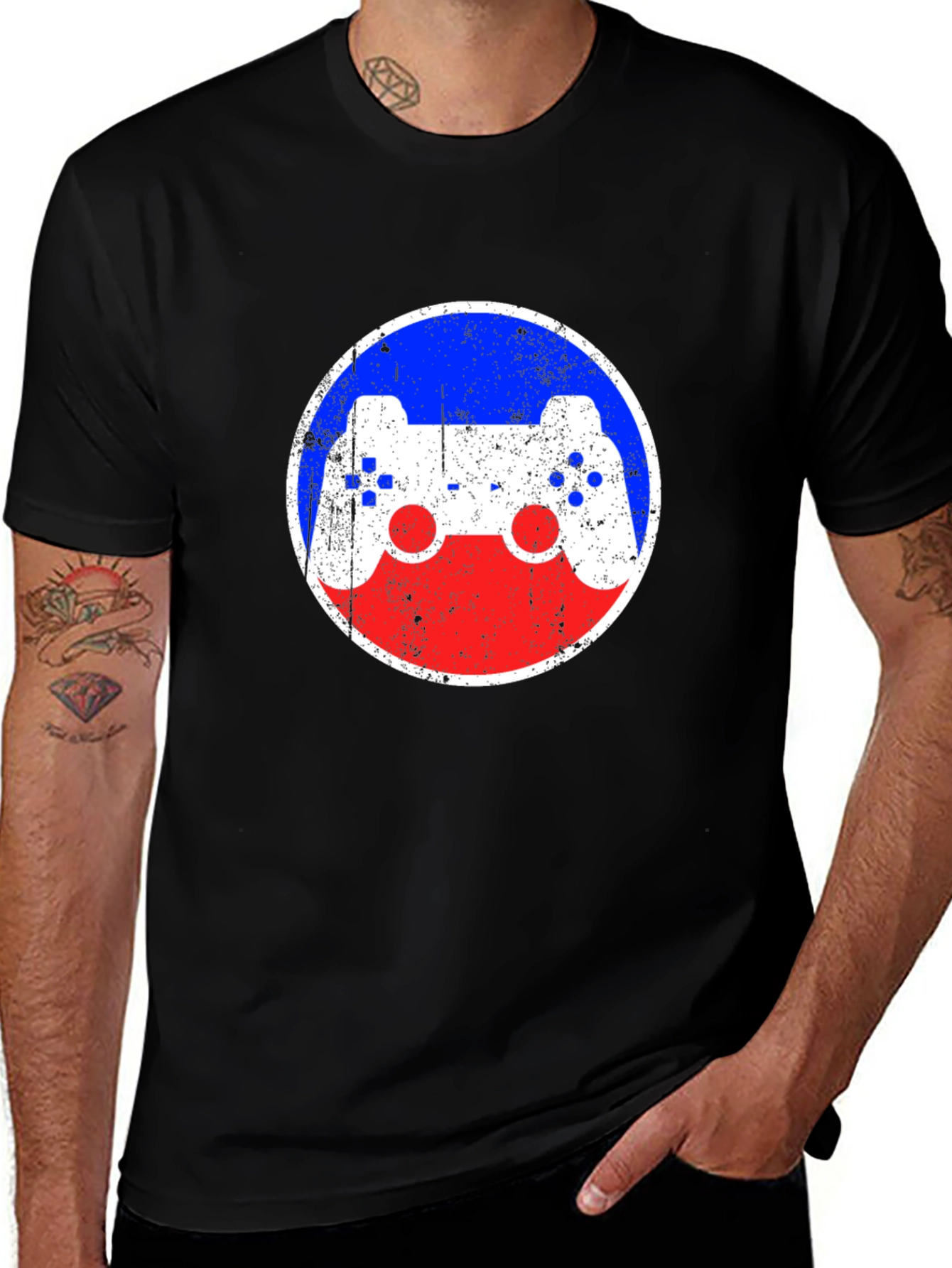 Variant 30 of Retro Gamer T-Shirt - Distressed Controller Design