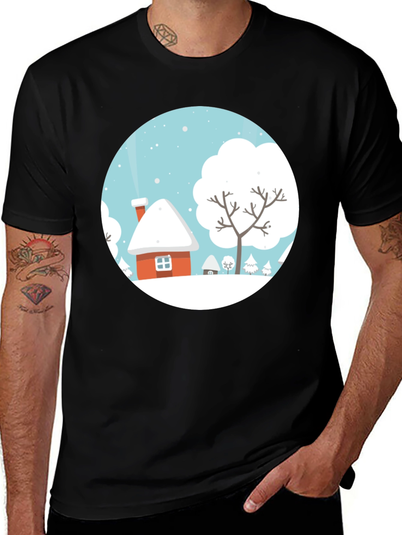 Variant 17 of Winter Village Graphic Tee - Holiday Shirt
