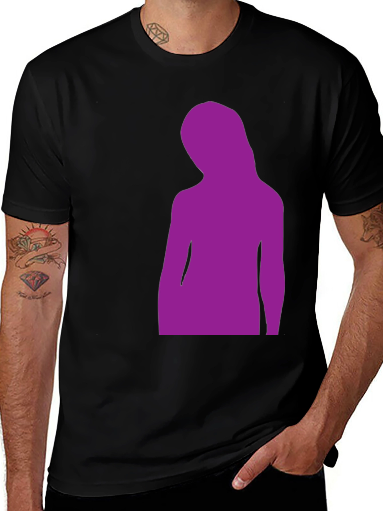 Black Purple Silhouette Graphic Black T-Shirt main image
