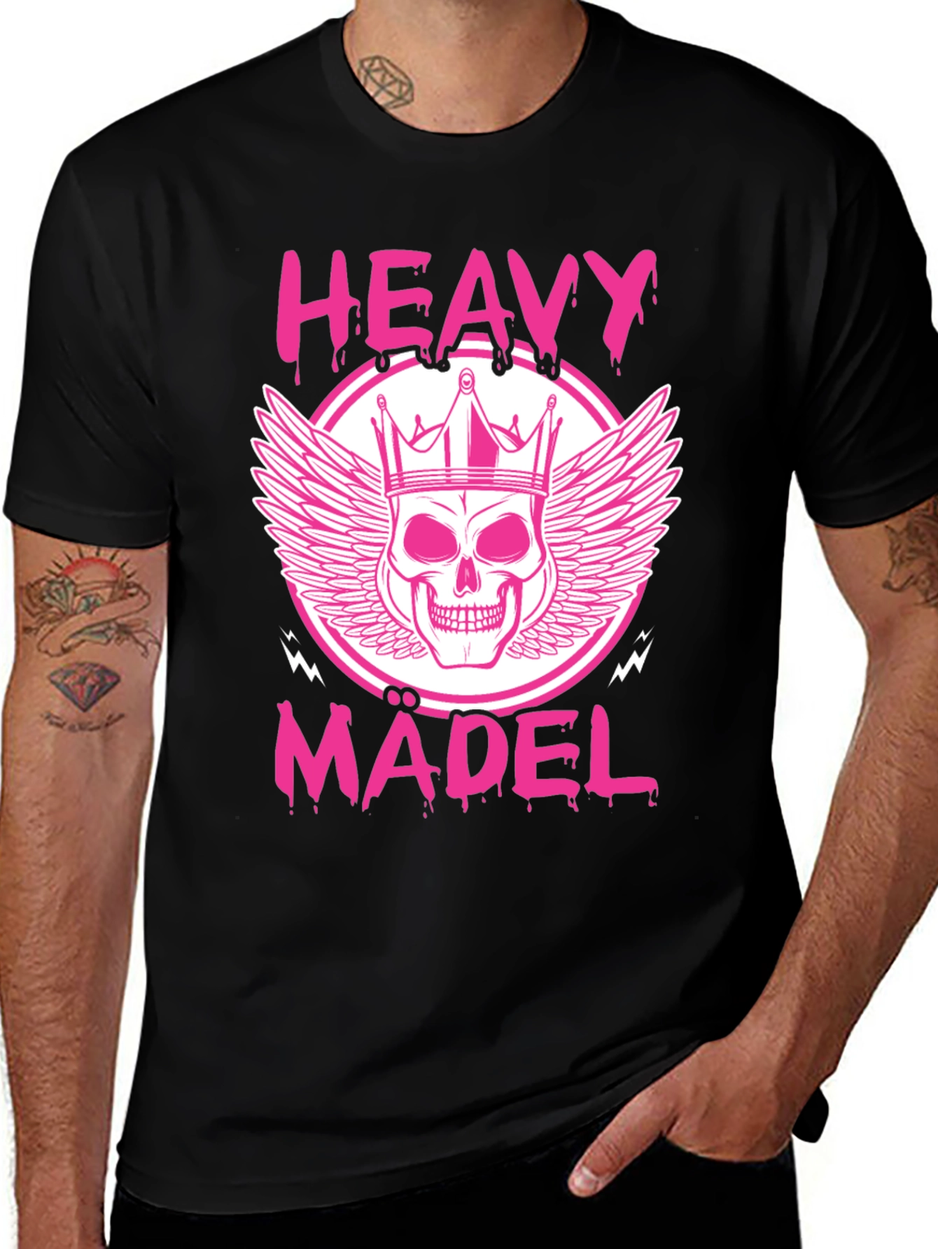 Variant 9 of Heavy Mädel Graphic Tee - Pink Skull Crown
