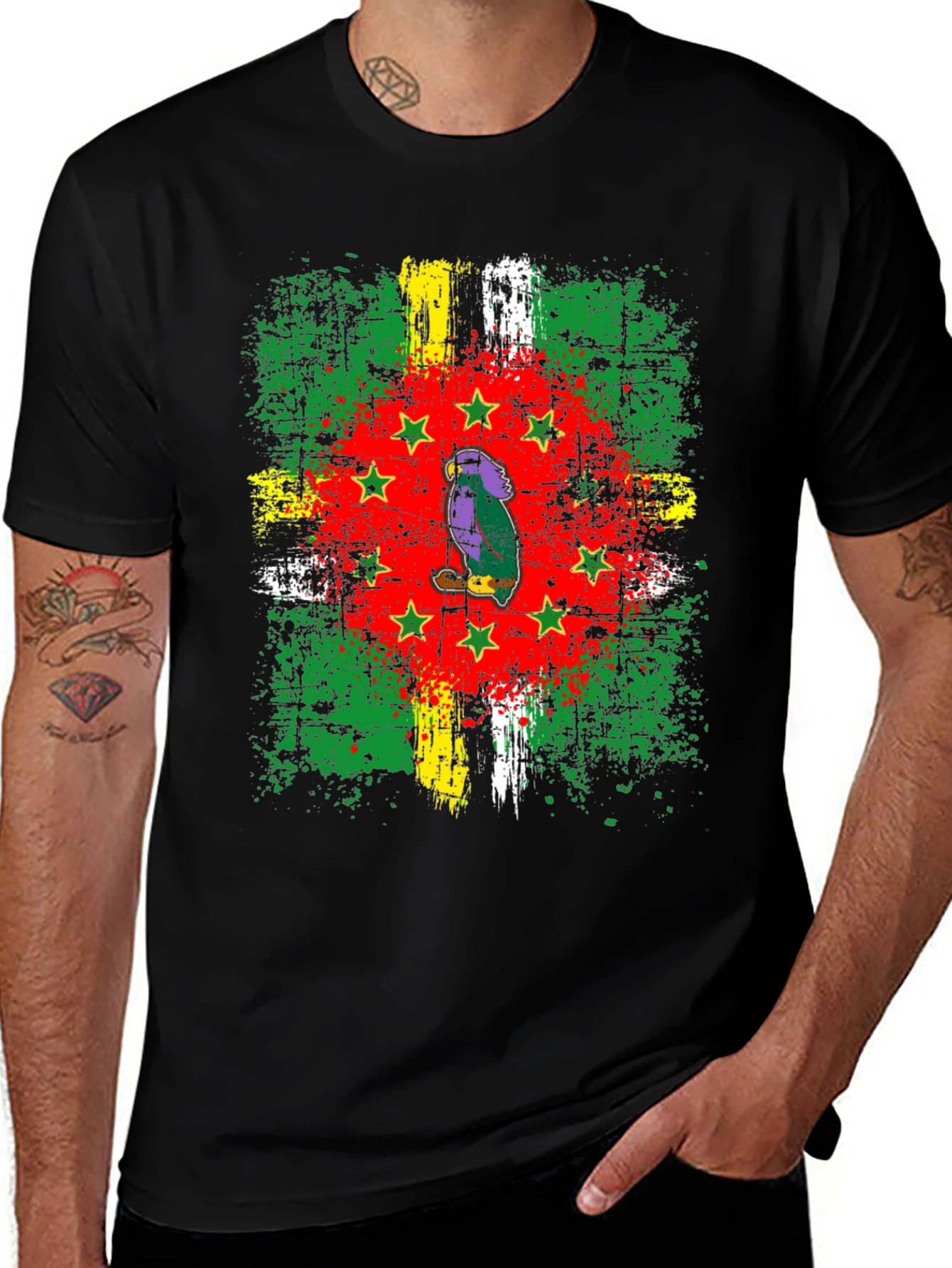 Dominica Flag T-Shirt - Grunge Island Pride