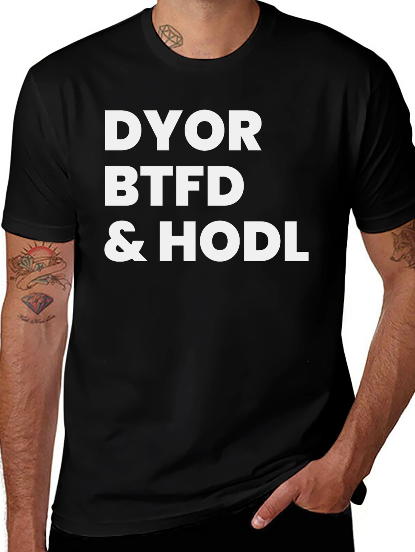Variant 21 of DYOR BTFD & HODL Black Graphic Tee