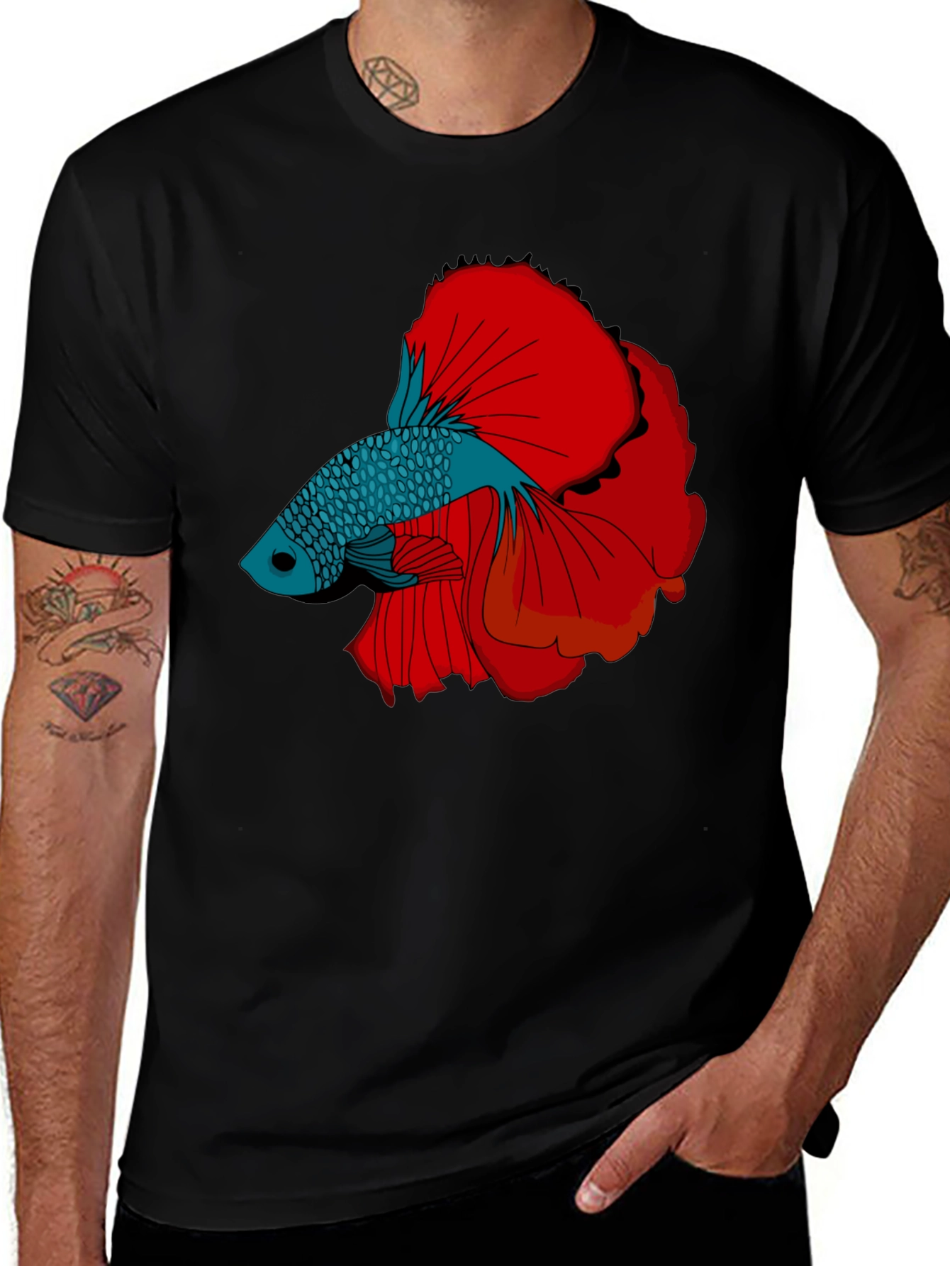 Betta Fish Graphic Tee - Black
