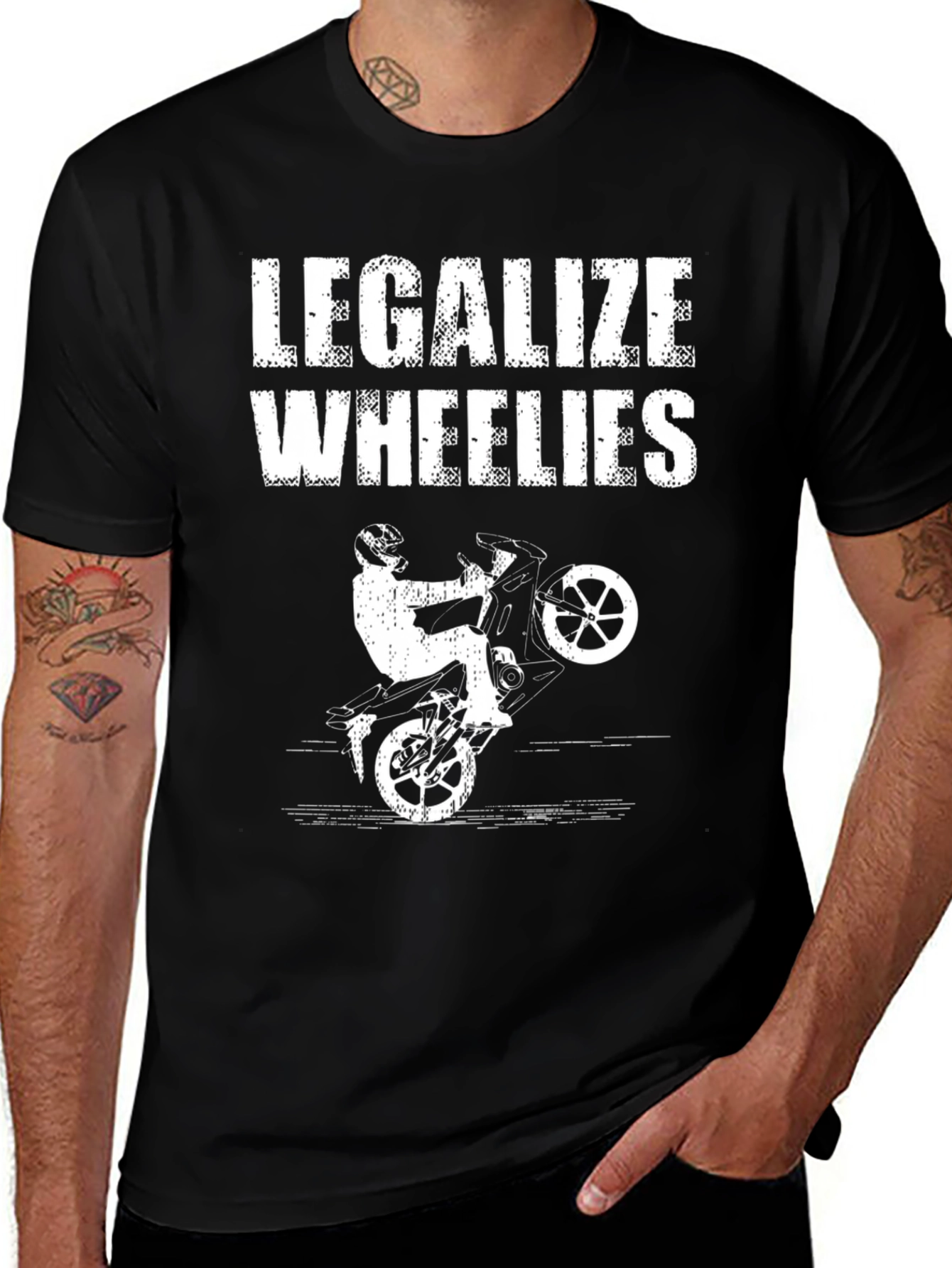 Variant 5 of Legalize Wheelies Graphic Tee - Motorcycle Stunt Shirt