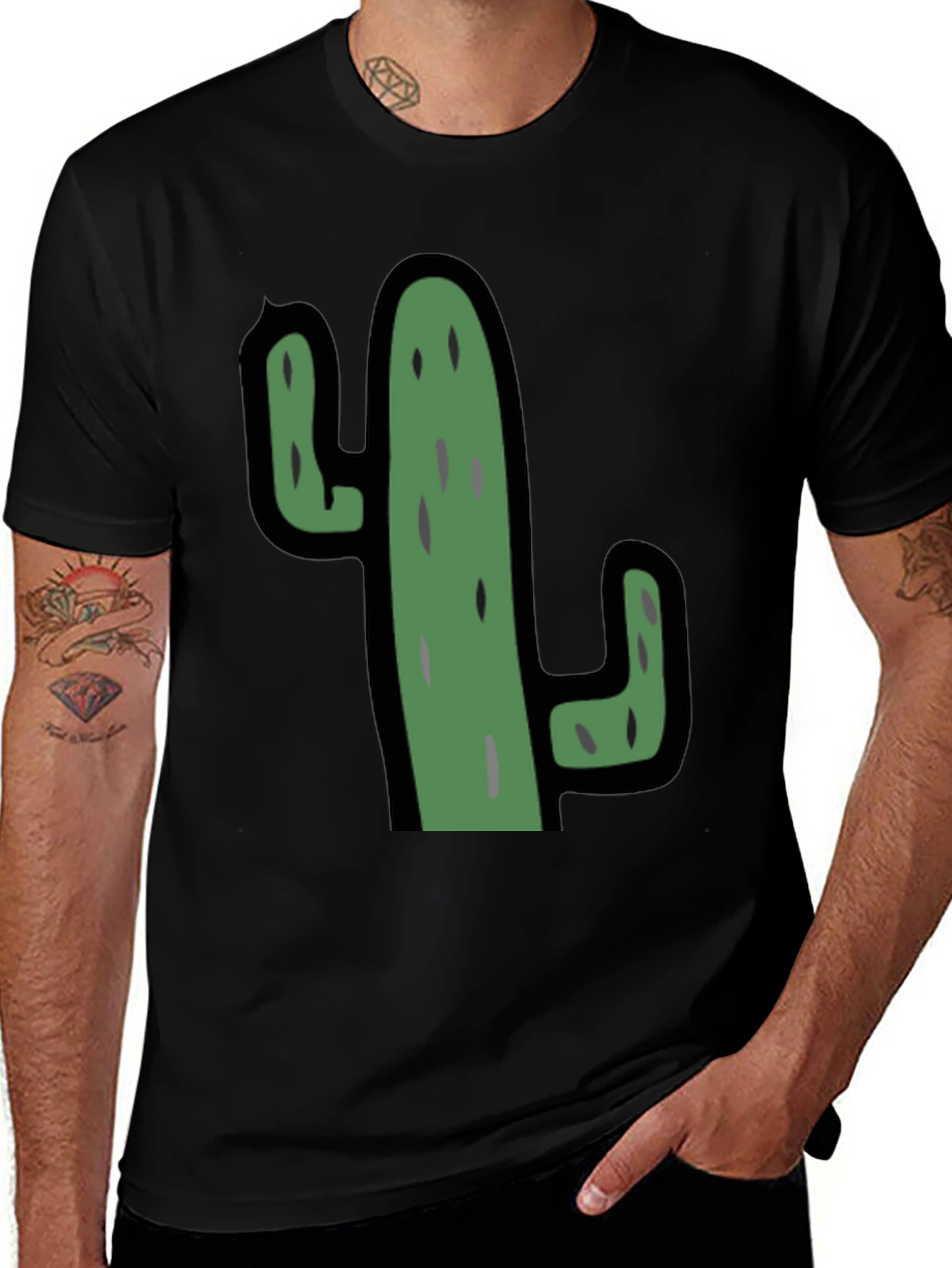 Variant 14 of Cactus Graphic Black T-Shirt - Unisex Casual Tee