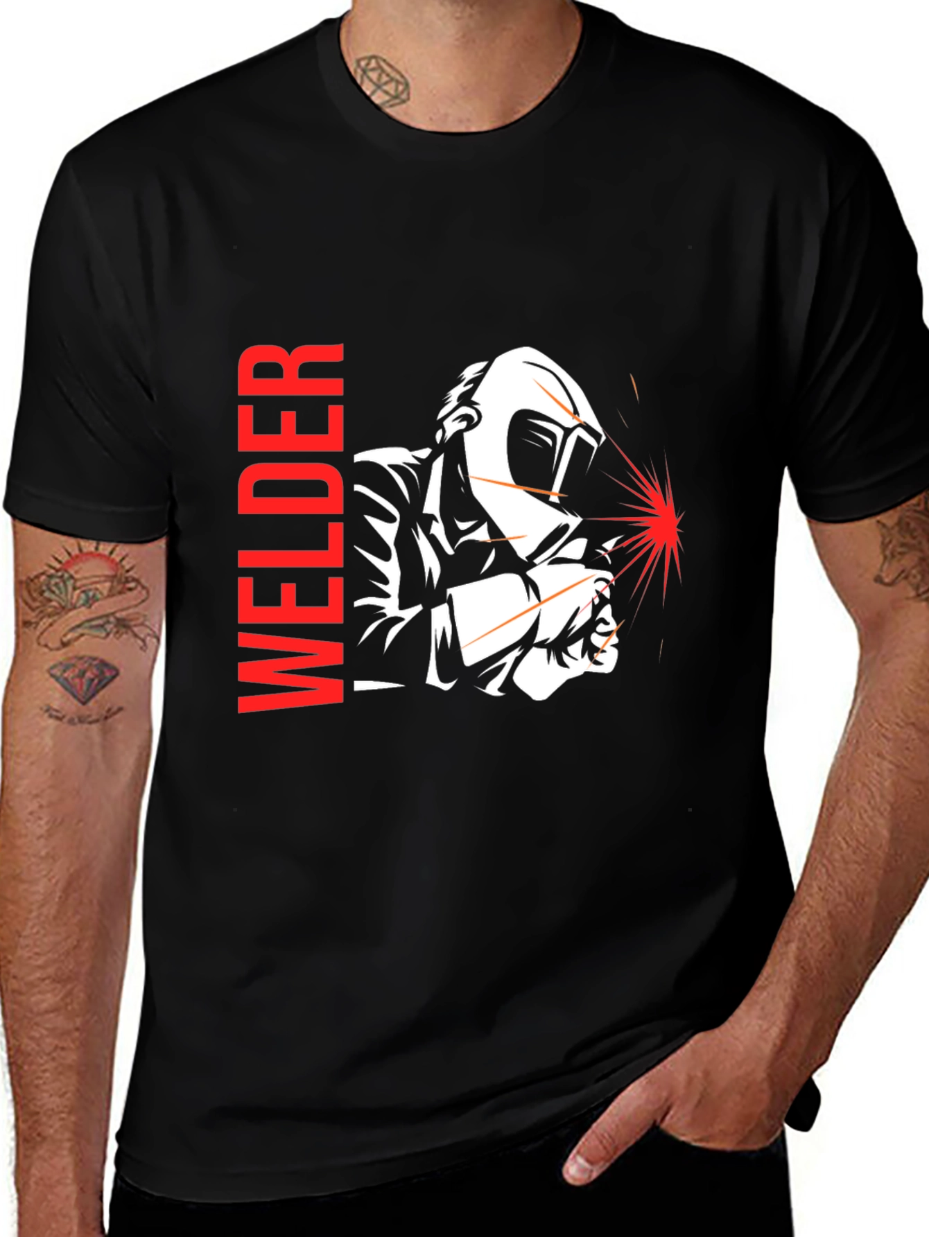 Welder Graphic Tee - Black Cotton Welding Shirt