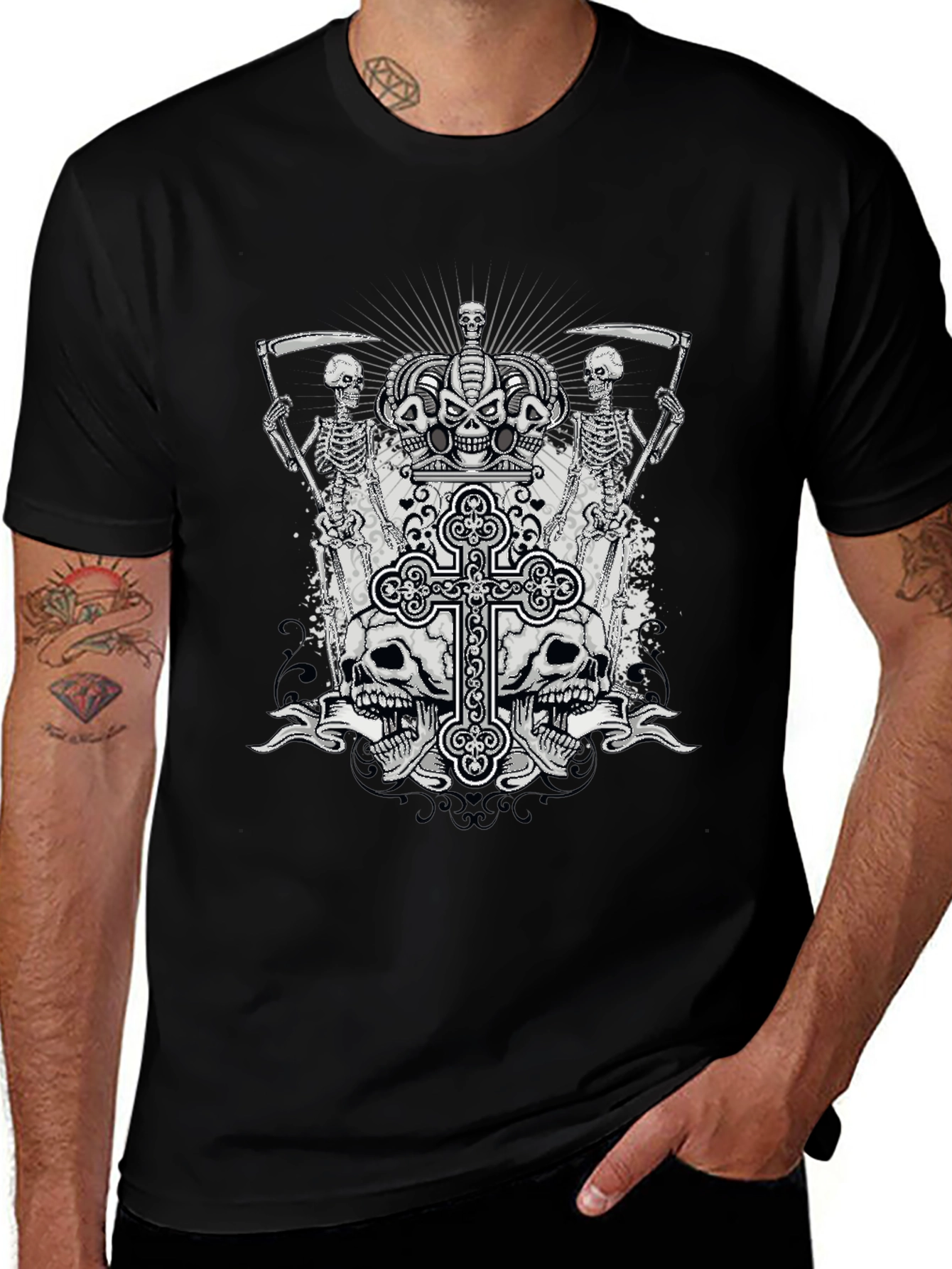Skull & Reaper Graphic Tee - Edgy Streetwear Style