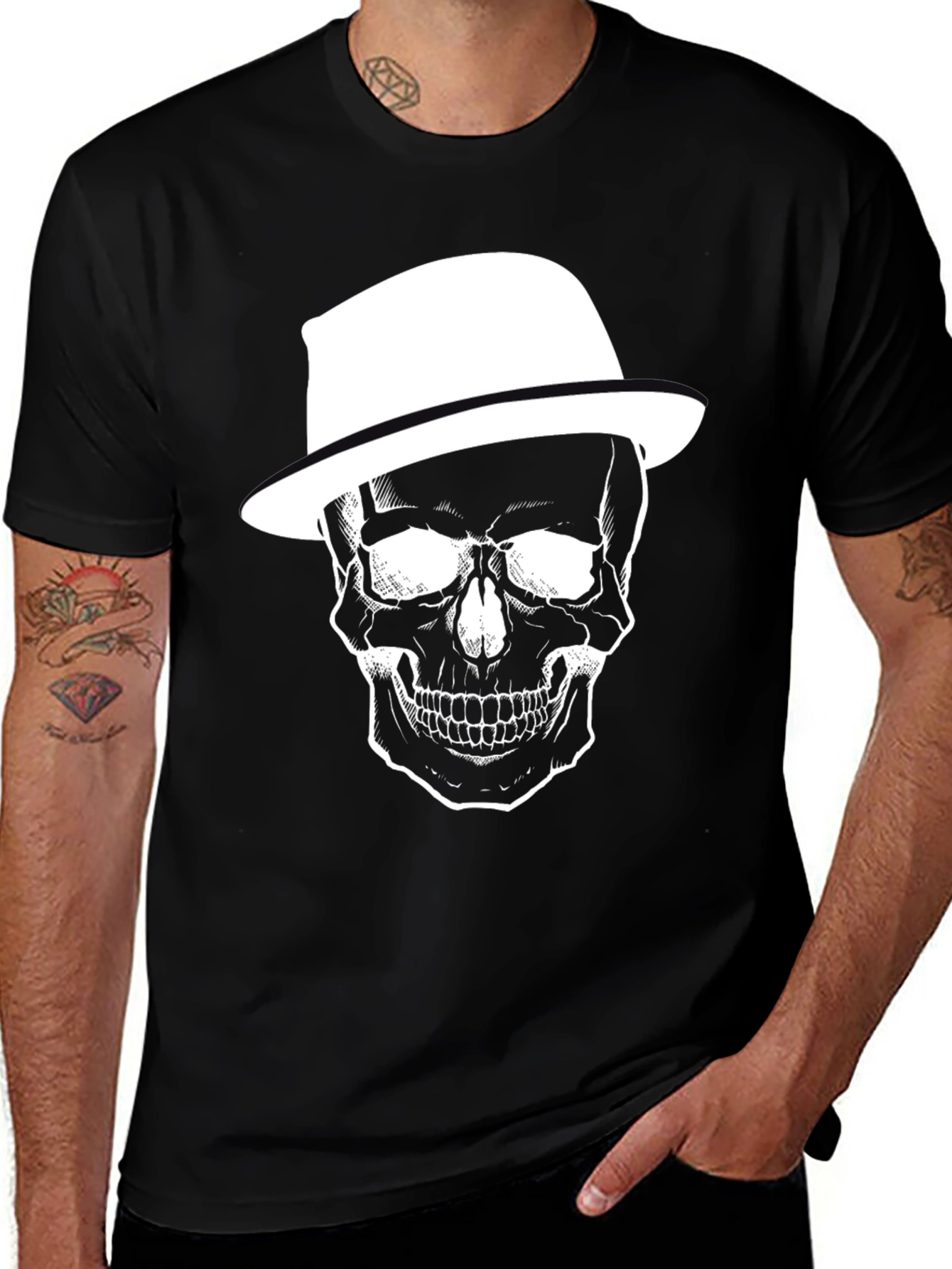 Variant 5 of Skull with Hat Graphic Print Men's T-Shirt