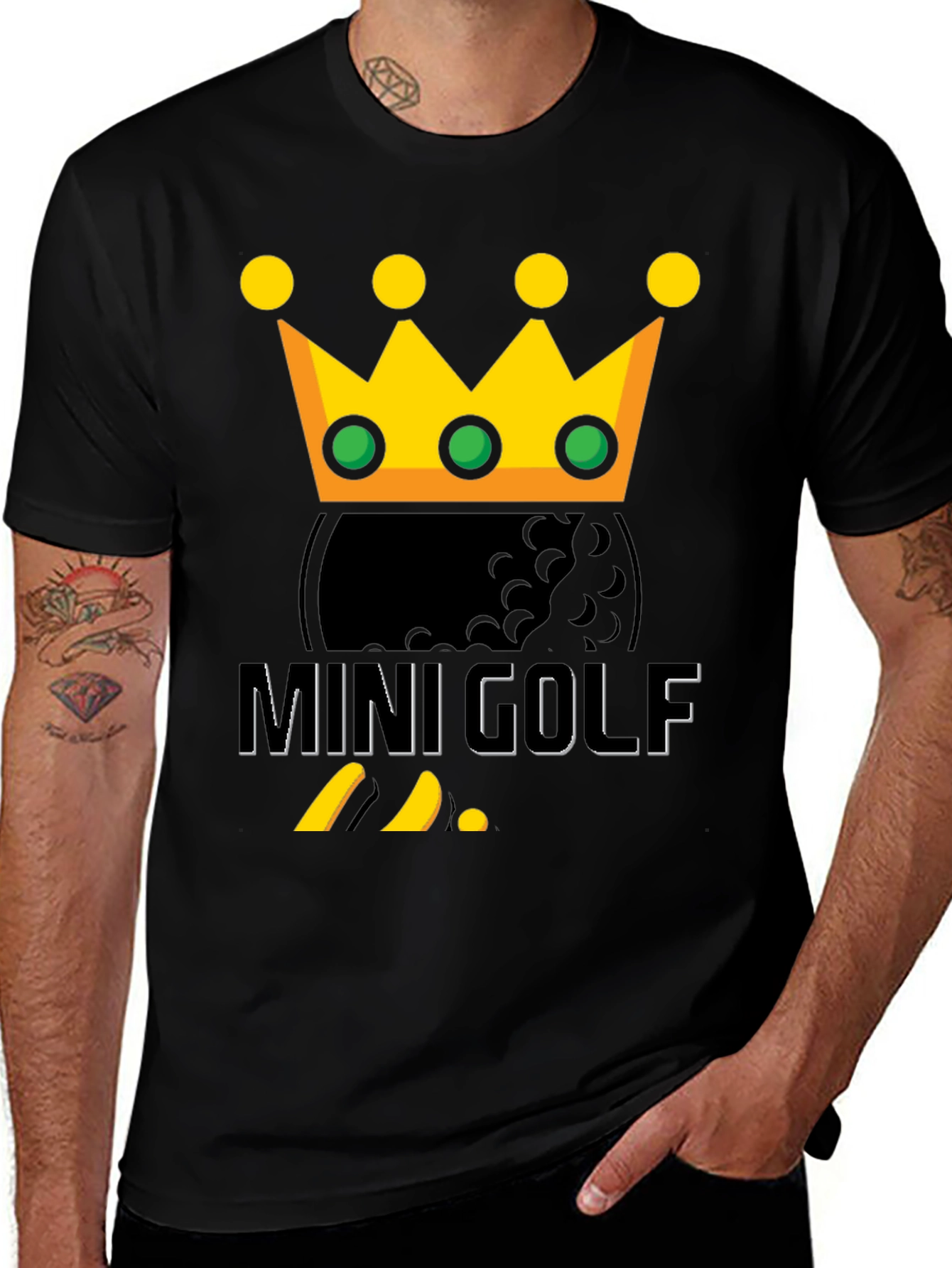 Mini Golf King T-Shirt - Golf Ball & Crown Design