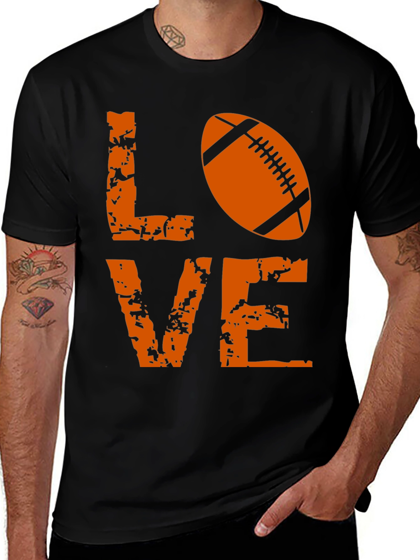 Variant 9 of Love Football Graphic T-Shirt - Black