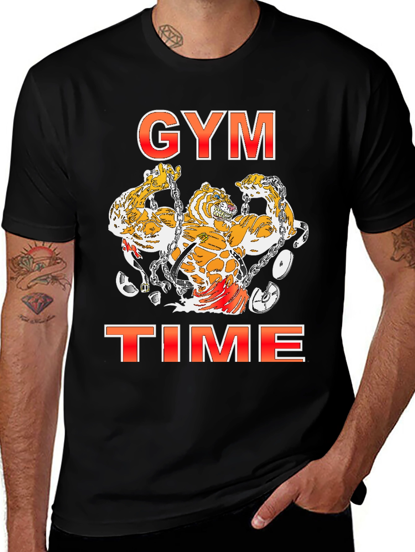 Variant 24 of Gym Time Tiger Graphic T-Shirt - Black