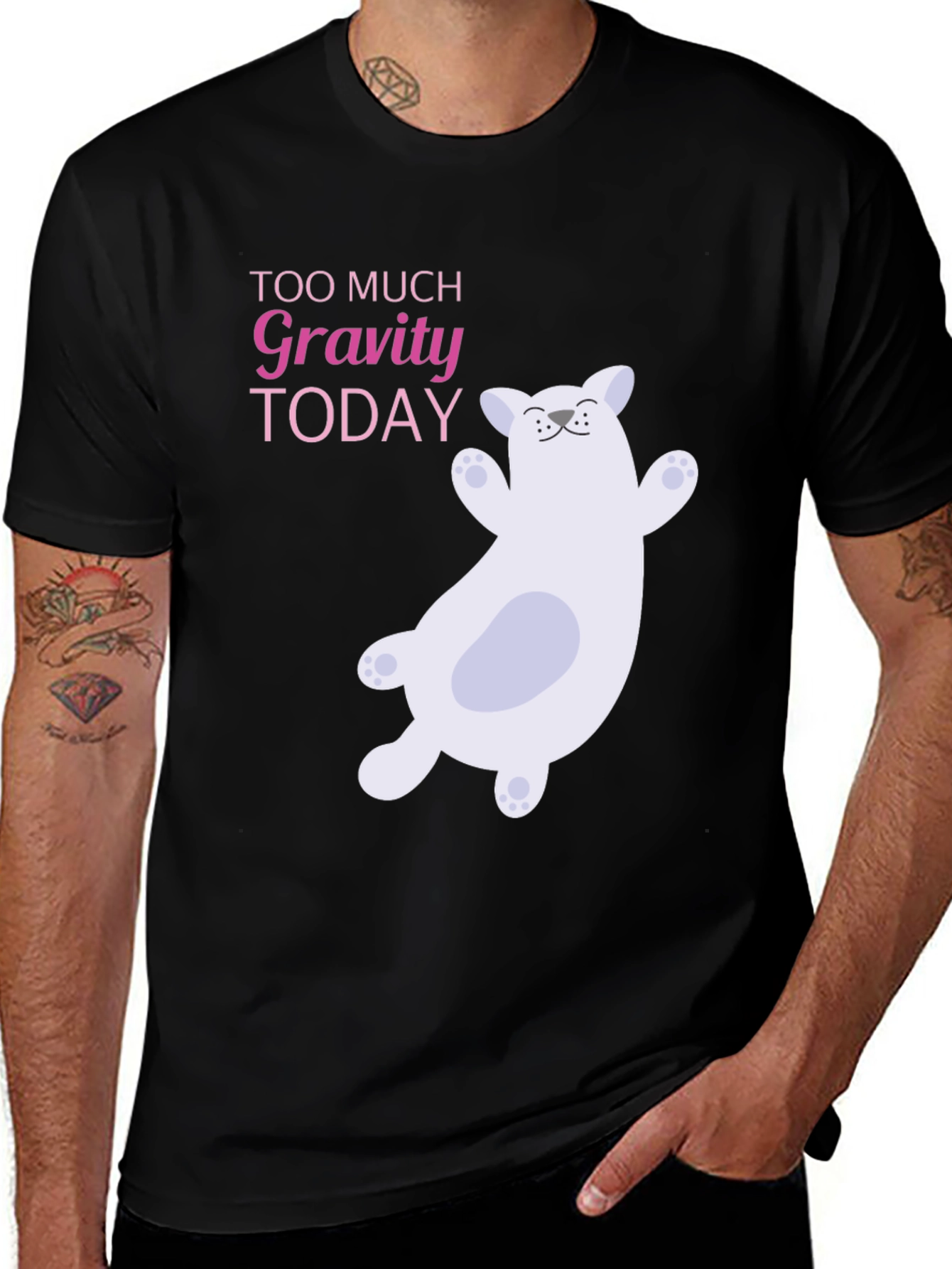 Variant 13 of Gravity Cat Black T-Shirt