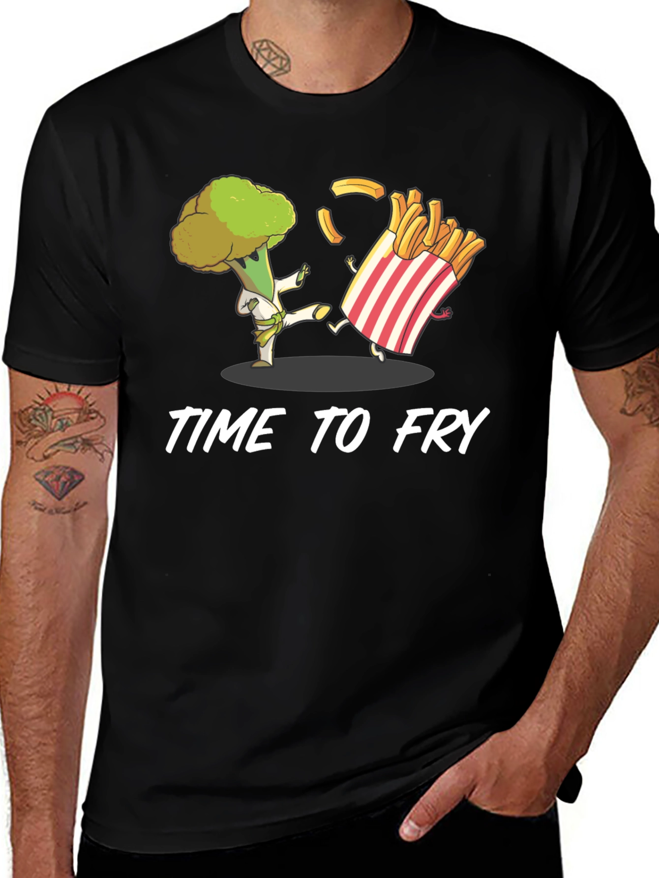 Variant 2 of Time to Fry T-Shirt - Broccoli Karate vs. Fries