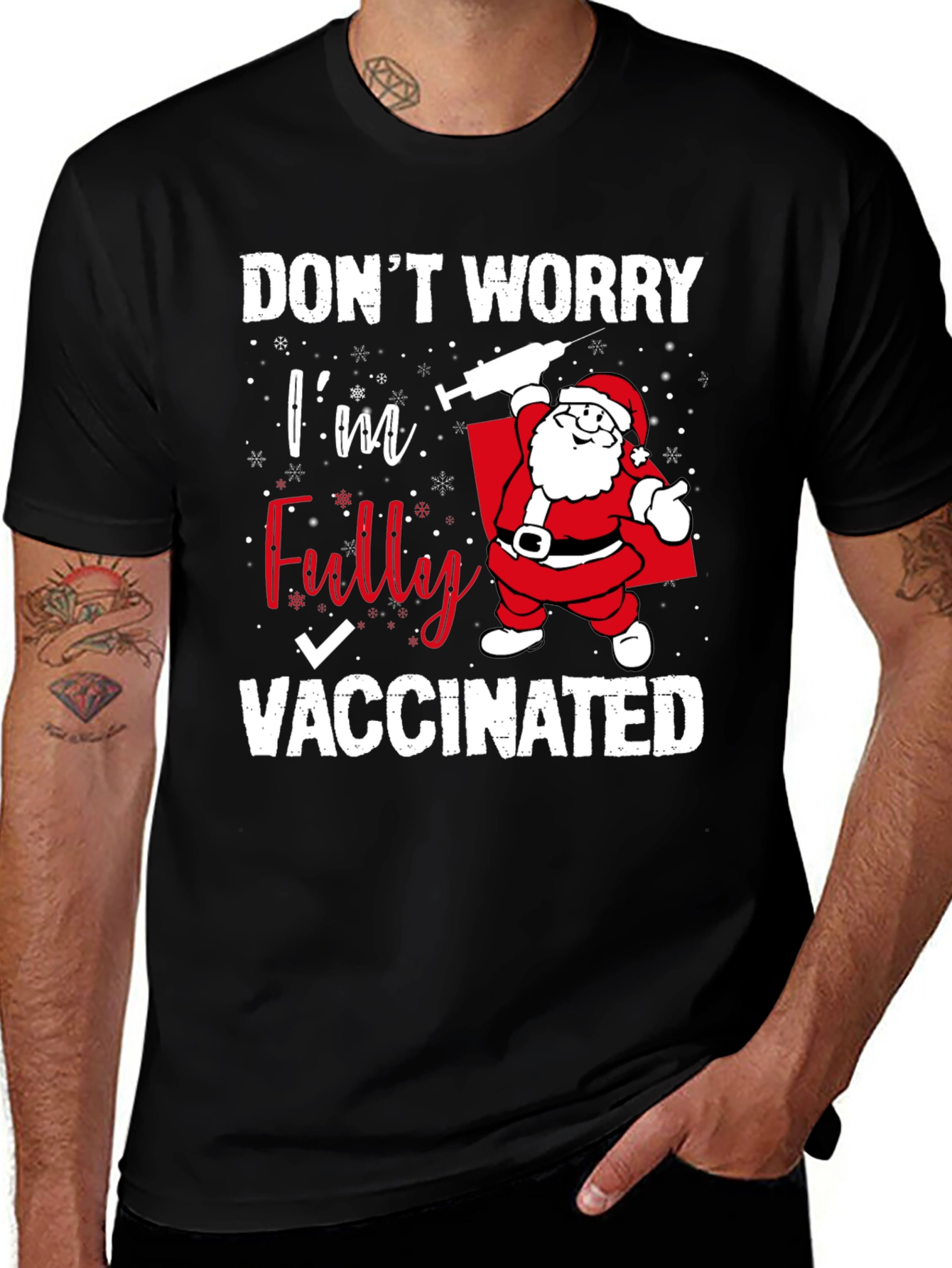 Funny Vaccinated Santa Christmas T-Shirt
