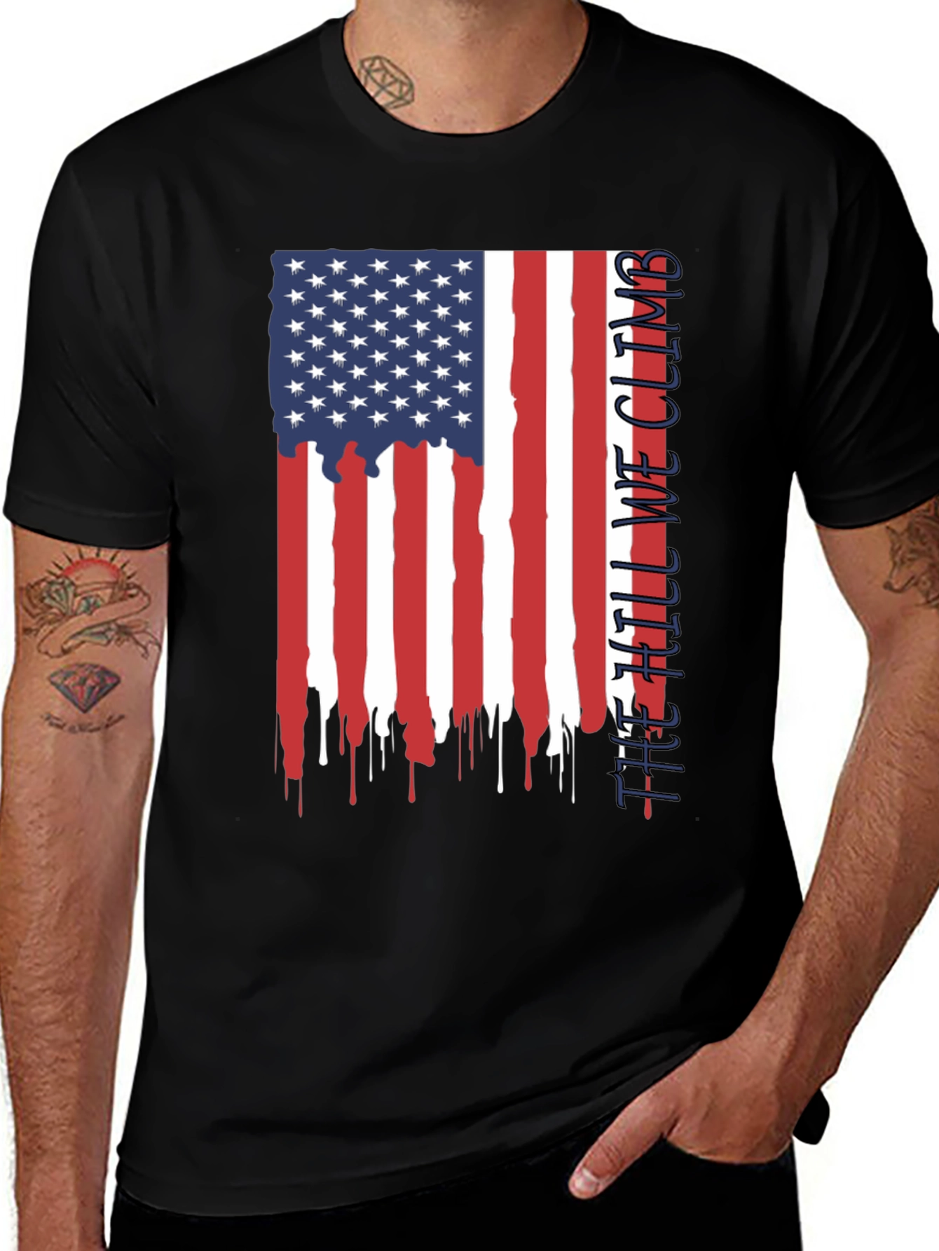 American Flag Drip T-Shirt - The Hill We Climb Patriotic Tee