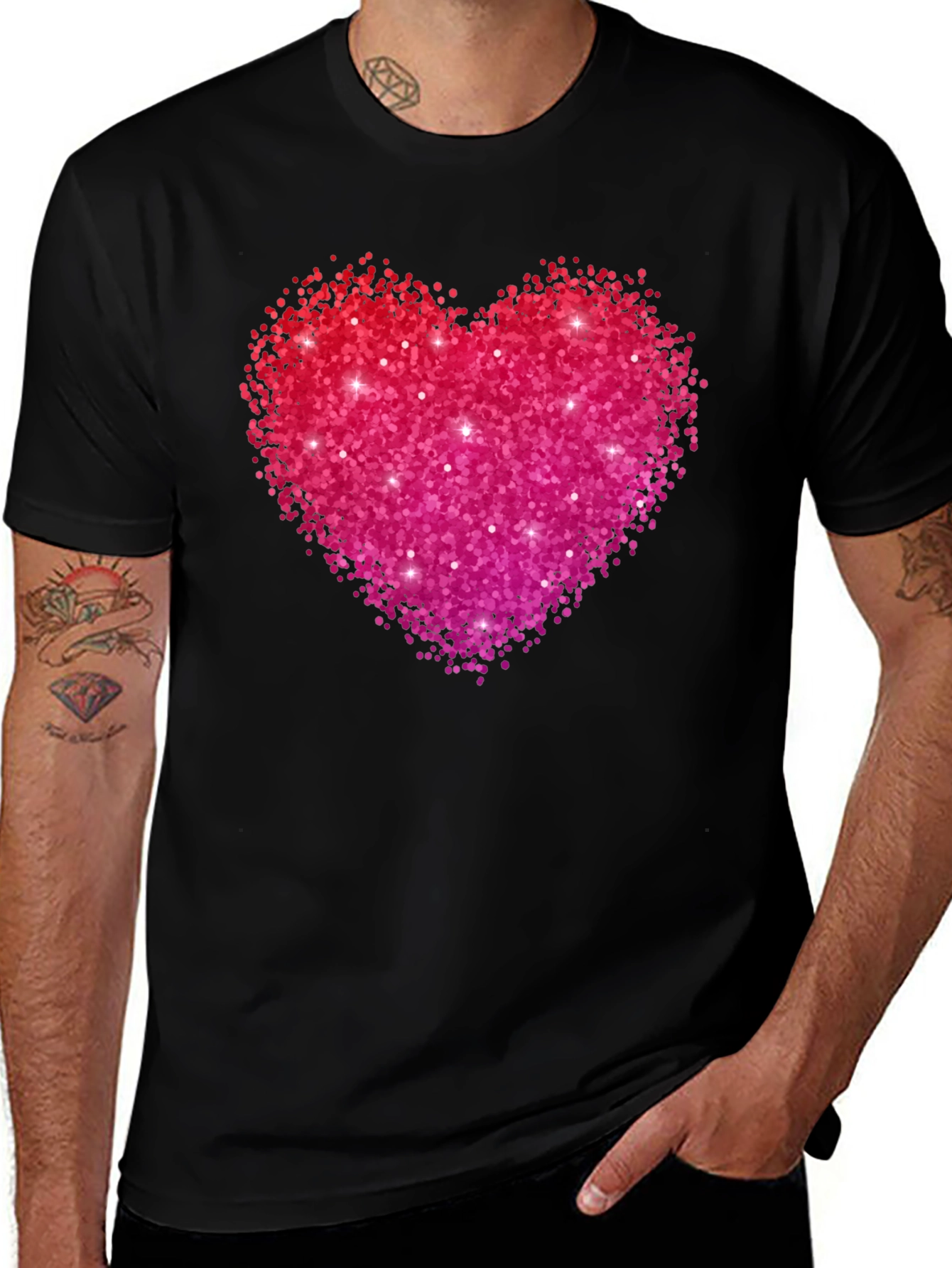 Variant 10 of Sparkling Heart Tee - Black Valentine's Day Shirt