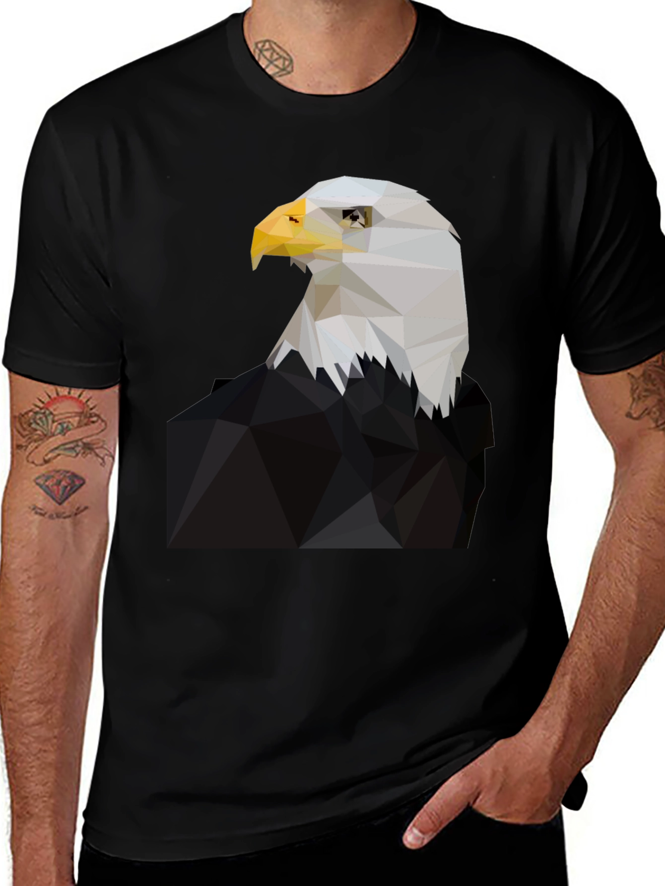 Variant 17 of Geometric Eagle Graphic Tee - Stylish Men's Black T-Shirt
