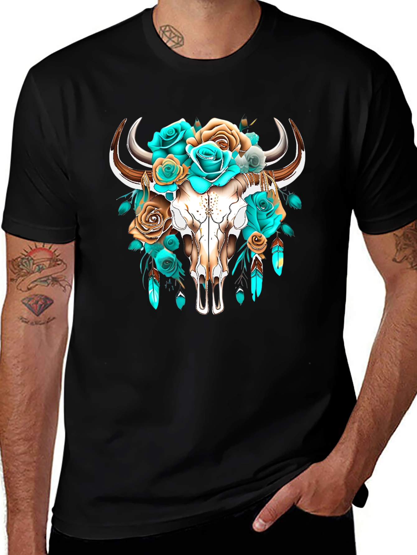 Variant 5 of Floral Skull Graphic Tee