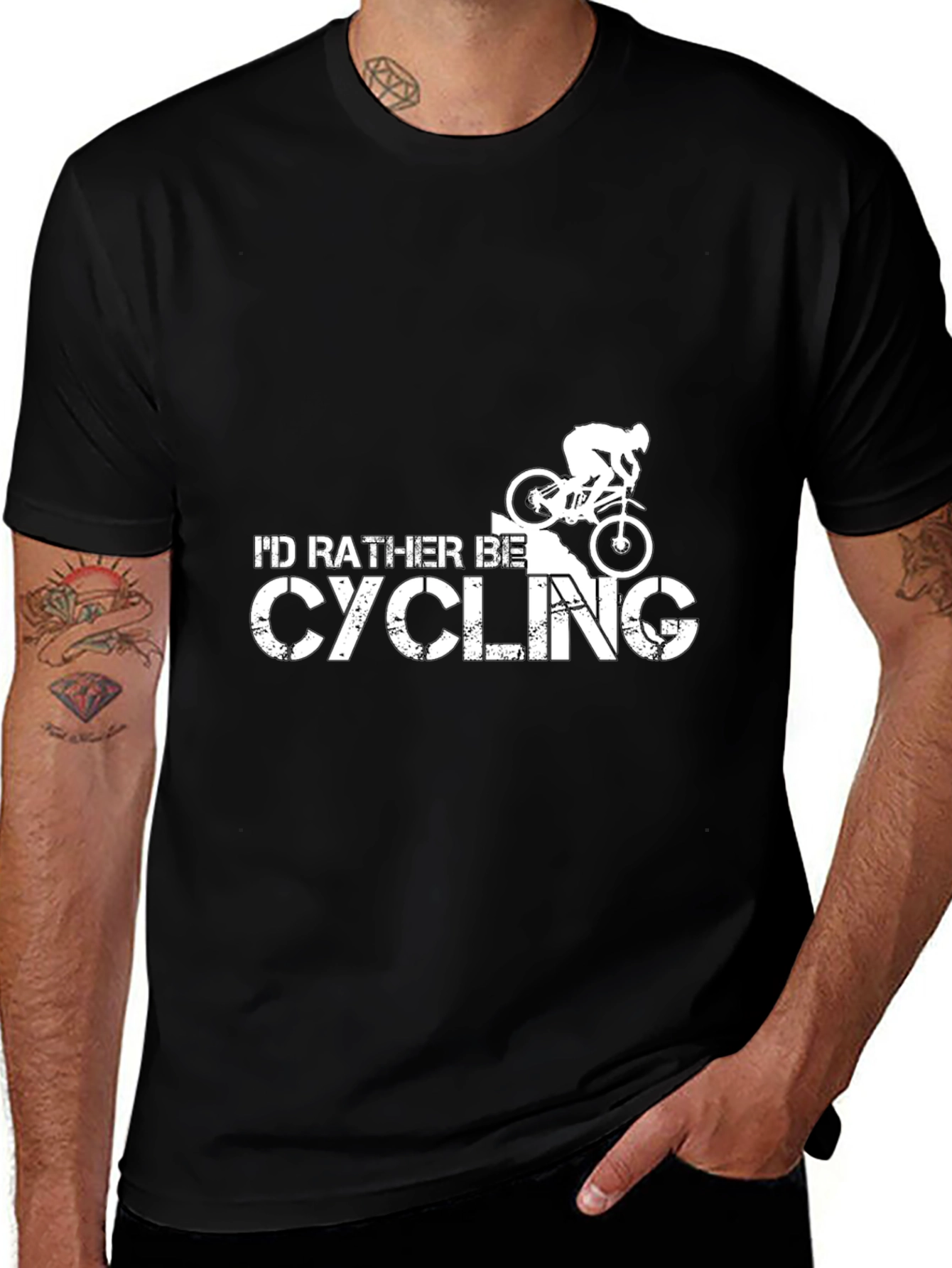 Variant 29 of I'd Rather Be Cycling Black T-Shirt