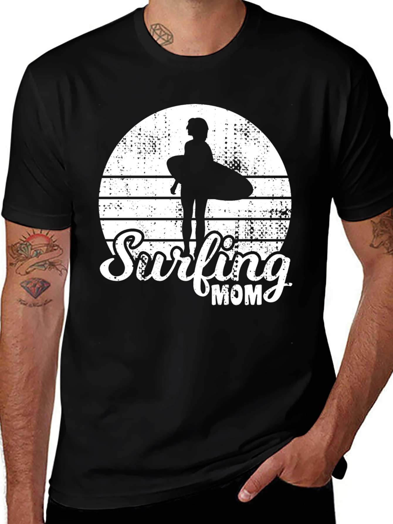 Variant 25 of Surfing Mom Black T-Shirt