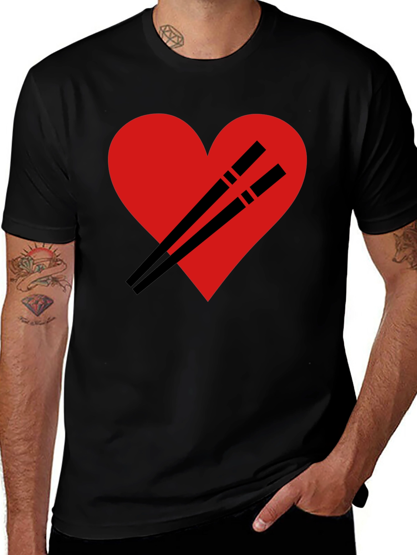 Variant 19 of Sushi Lover T-Shirt - Chopsticks Heart Design