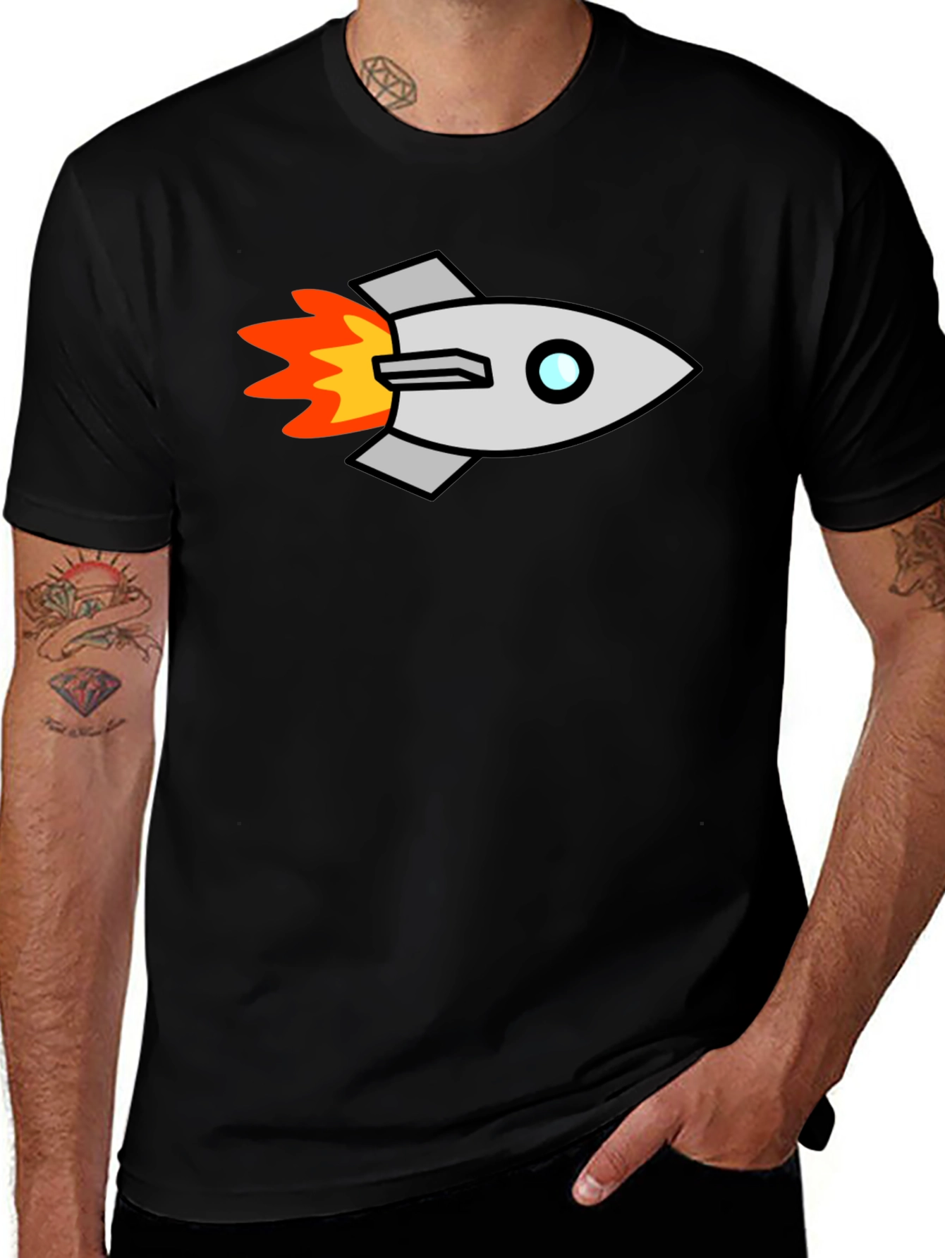 Variant 21 of Rocket Launch T-Shirt - Black Cotton Blend