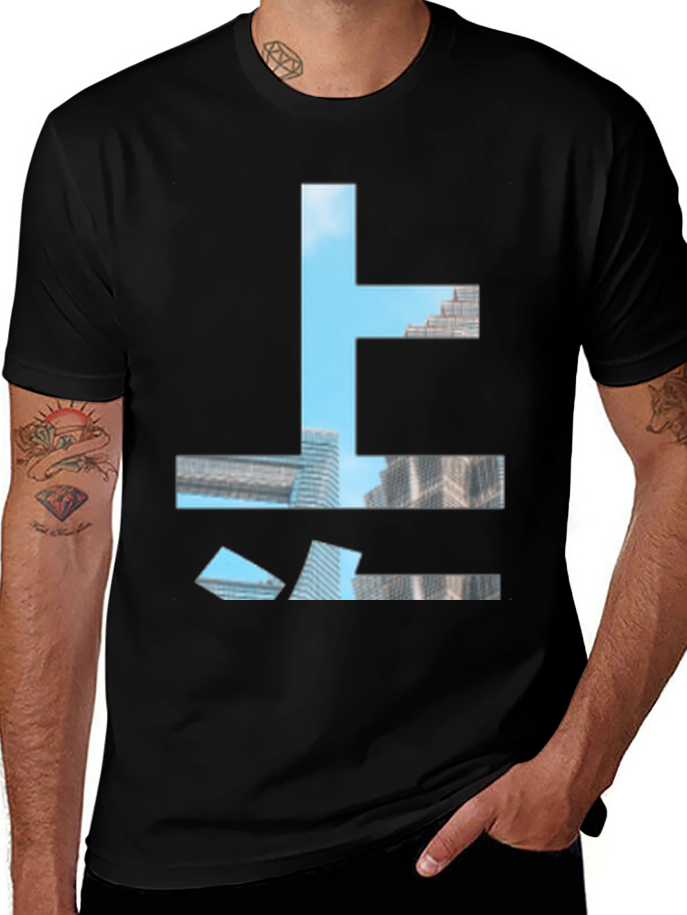 Variant 8 of Urban Abstract Graphic Tee - Modern Black T-Shirt