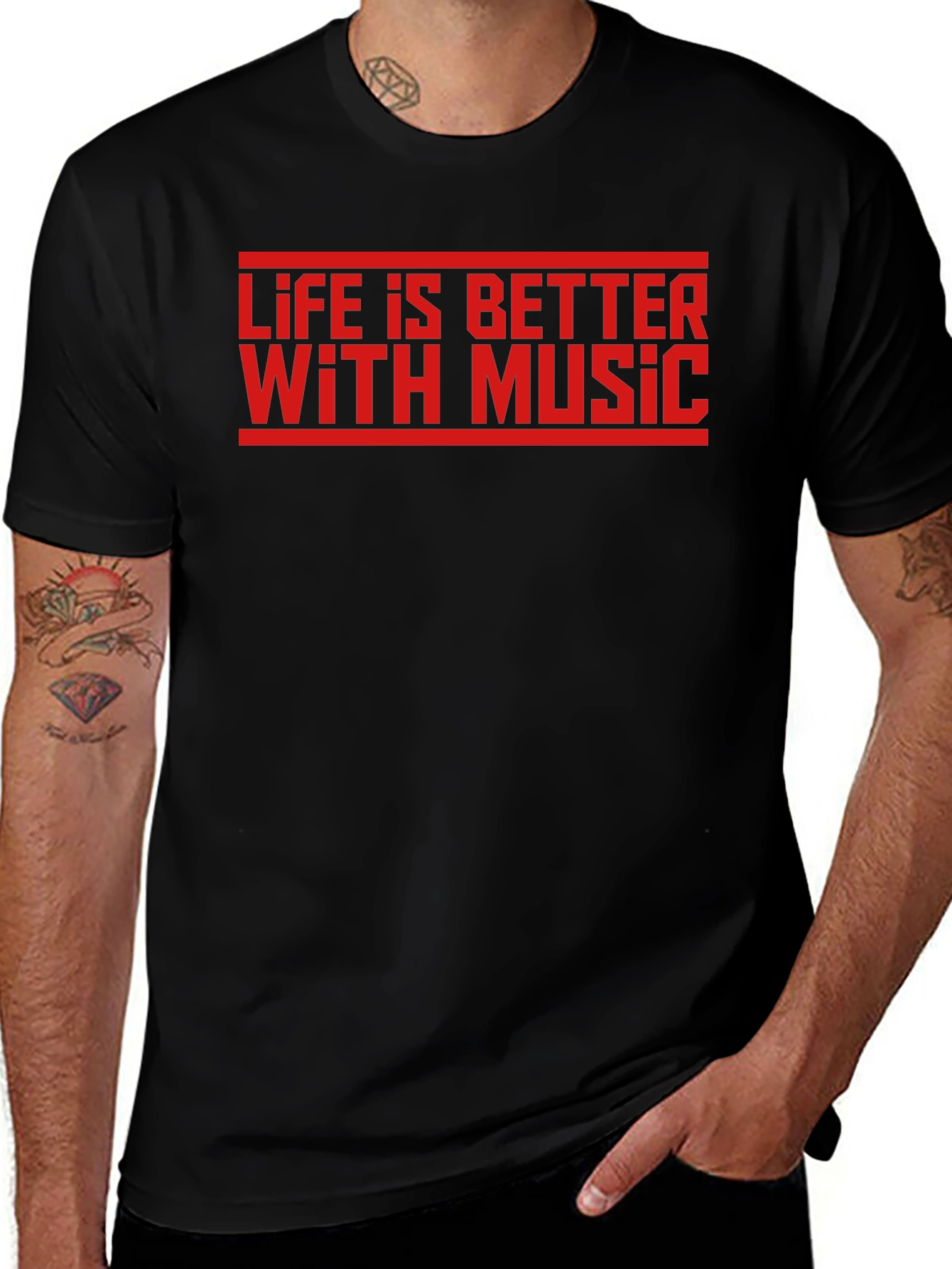 Variant 9 of Life is Better With Music Graphic Tee - Black