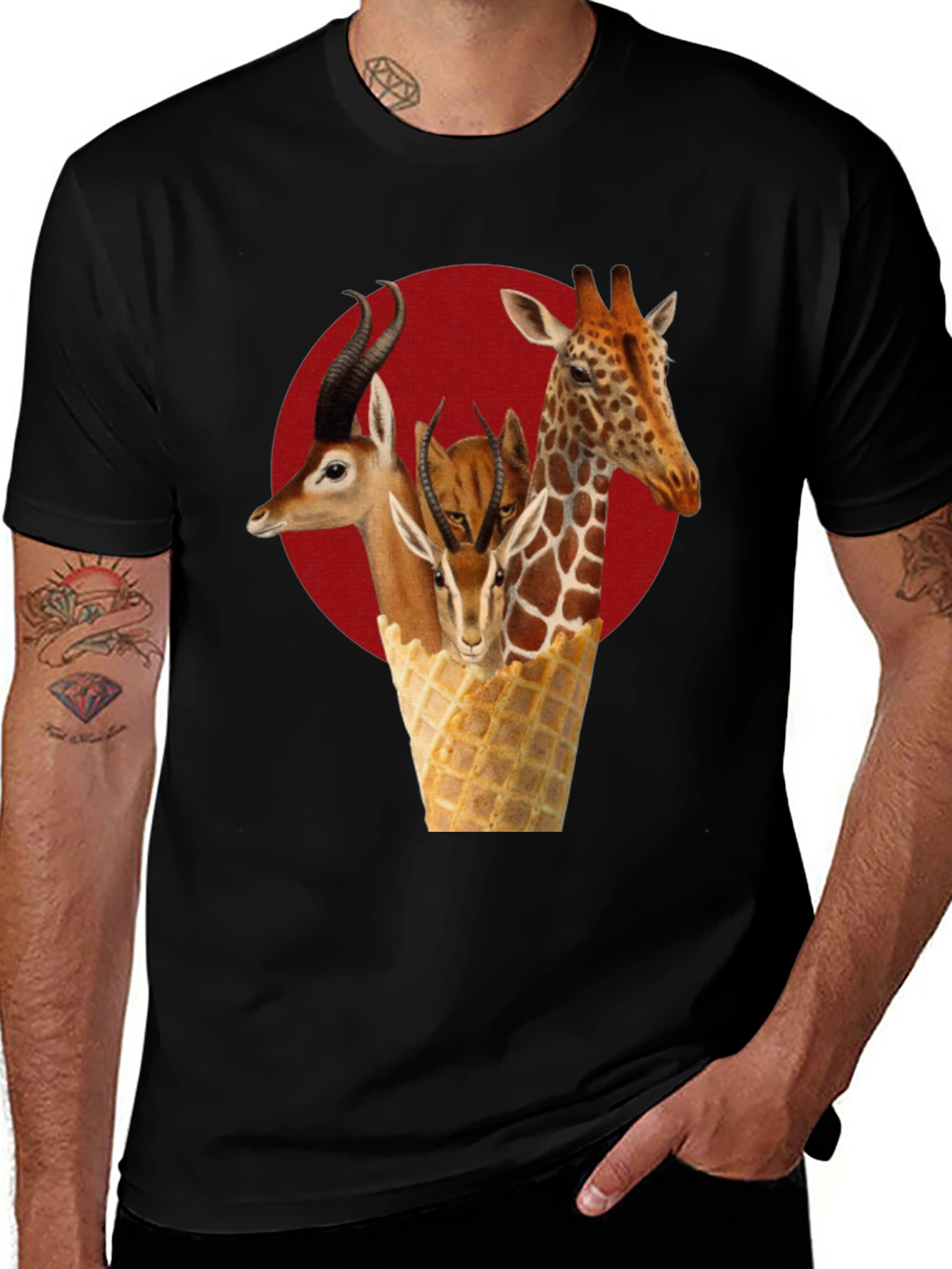 Variant 4 of Novelty Animal Ice Cream Cone Graphic T-Shirt