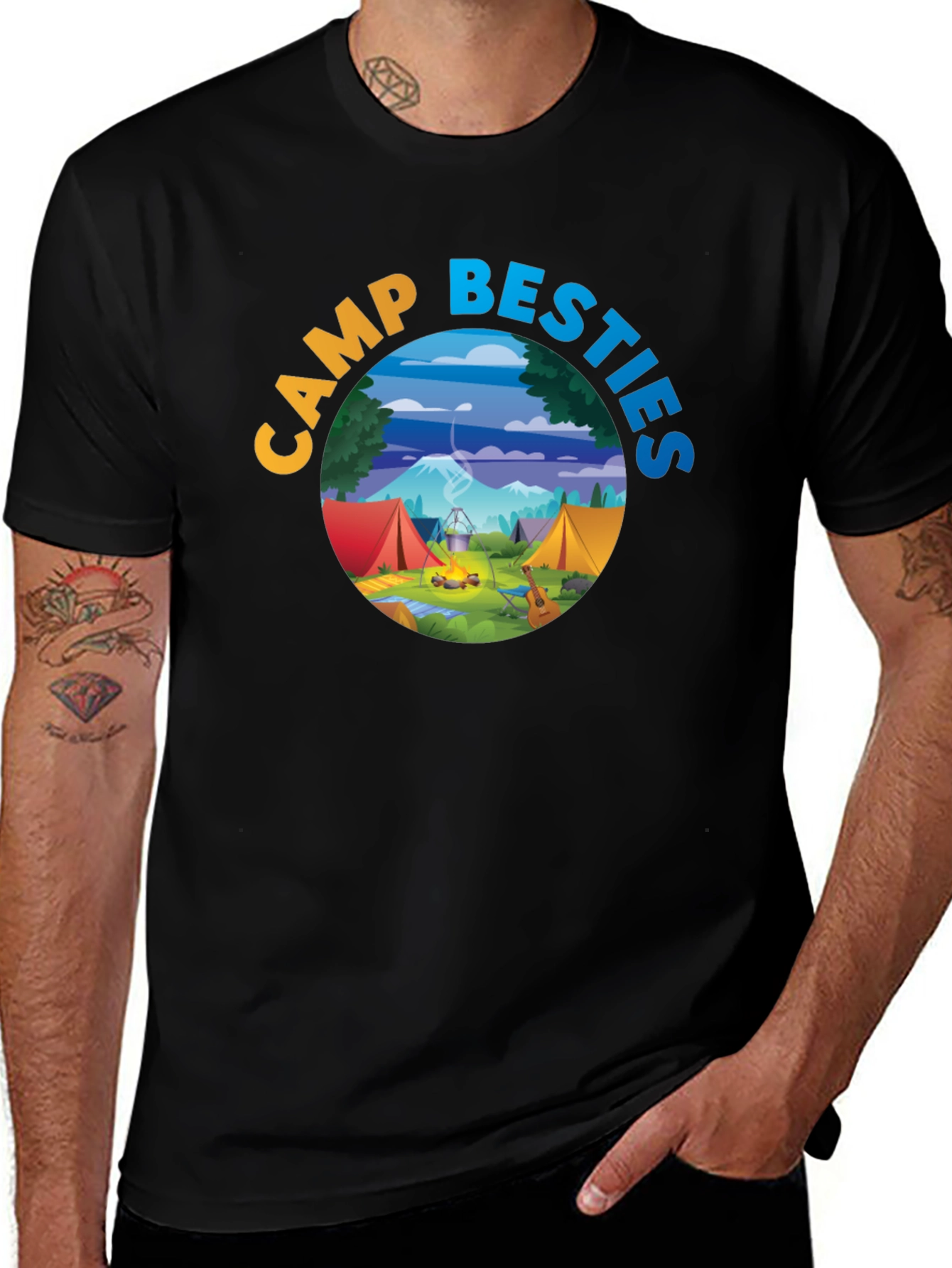 Variant 28 of Camp Besties Graphic Tee - Black Cotton T-Shirt