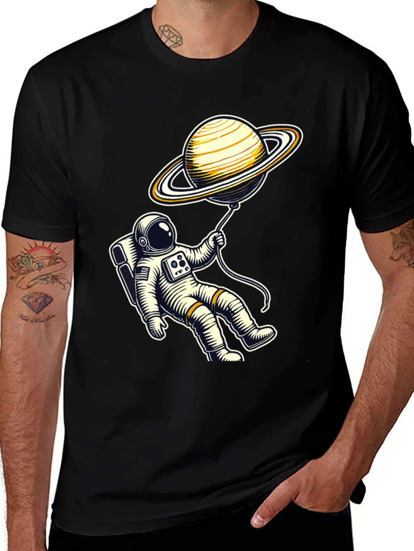 Variant 7 of Astronaut Saturn Balloon Graphic Tee