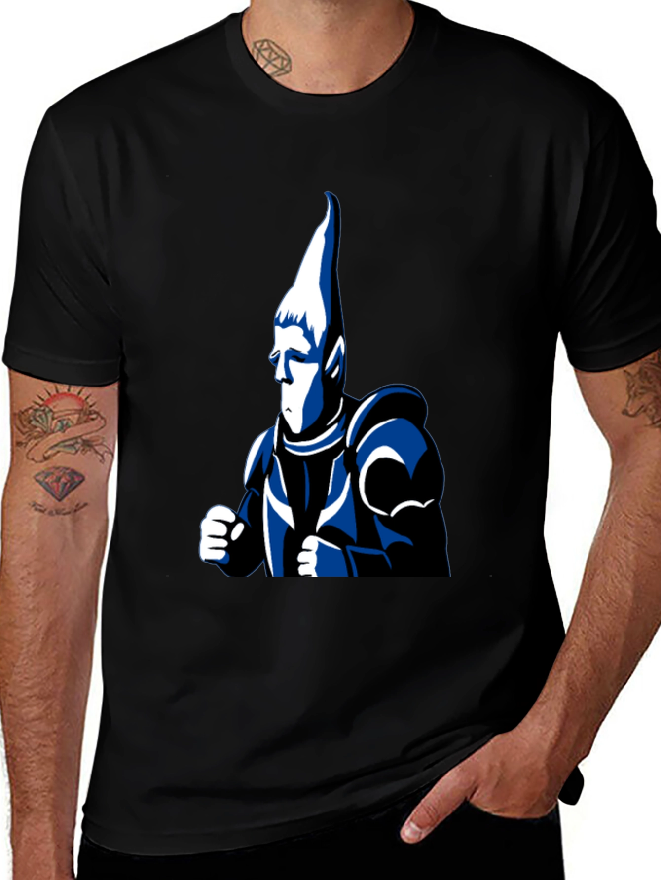 Black T-Shirt with Cartoon Knight Design