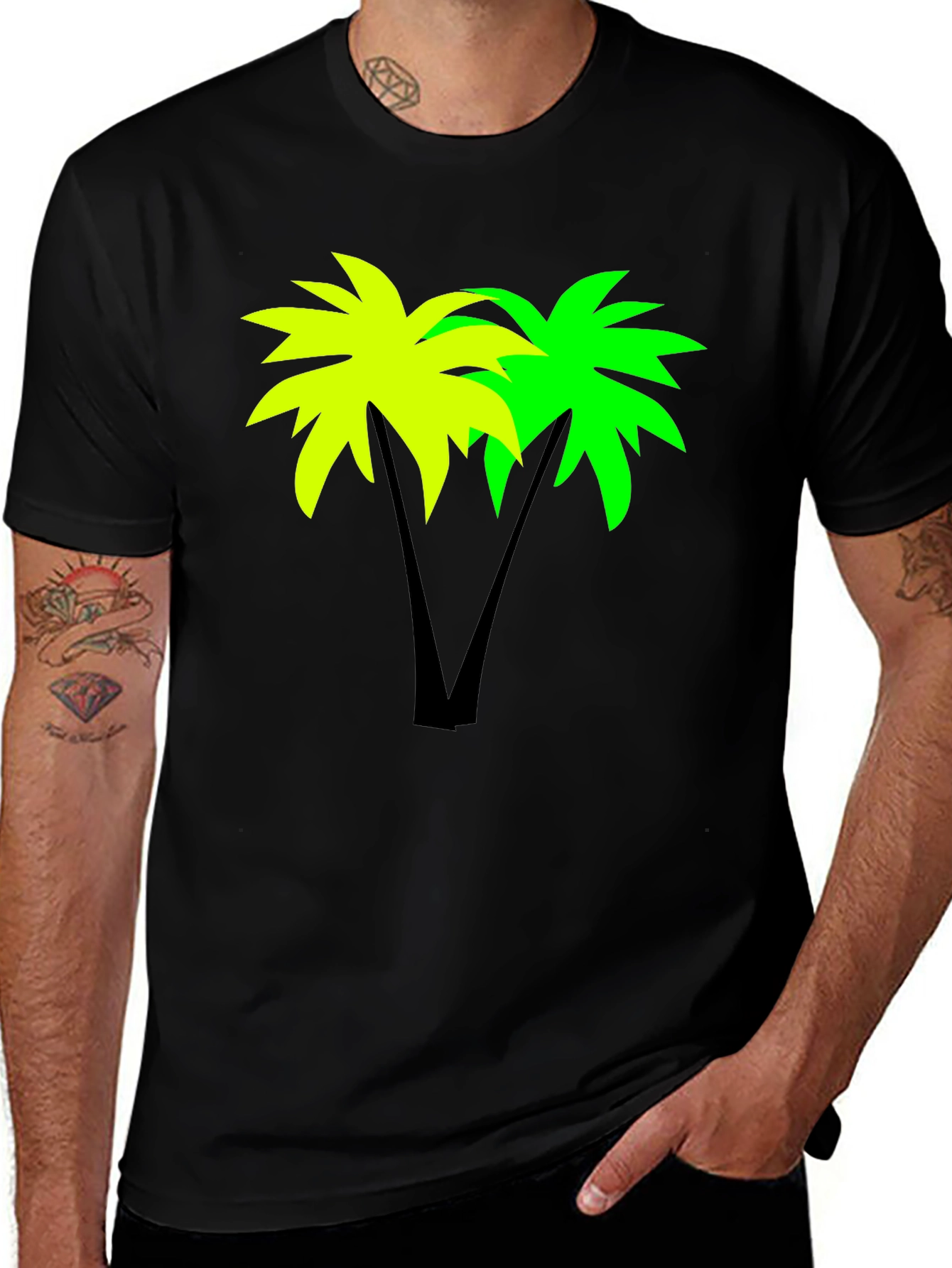 Tropical Palm Tree Graphic Black T-Shirt