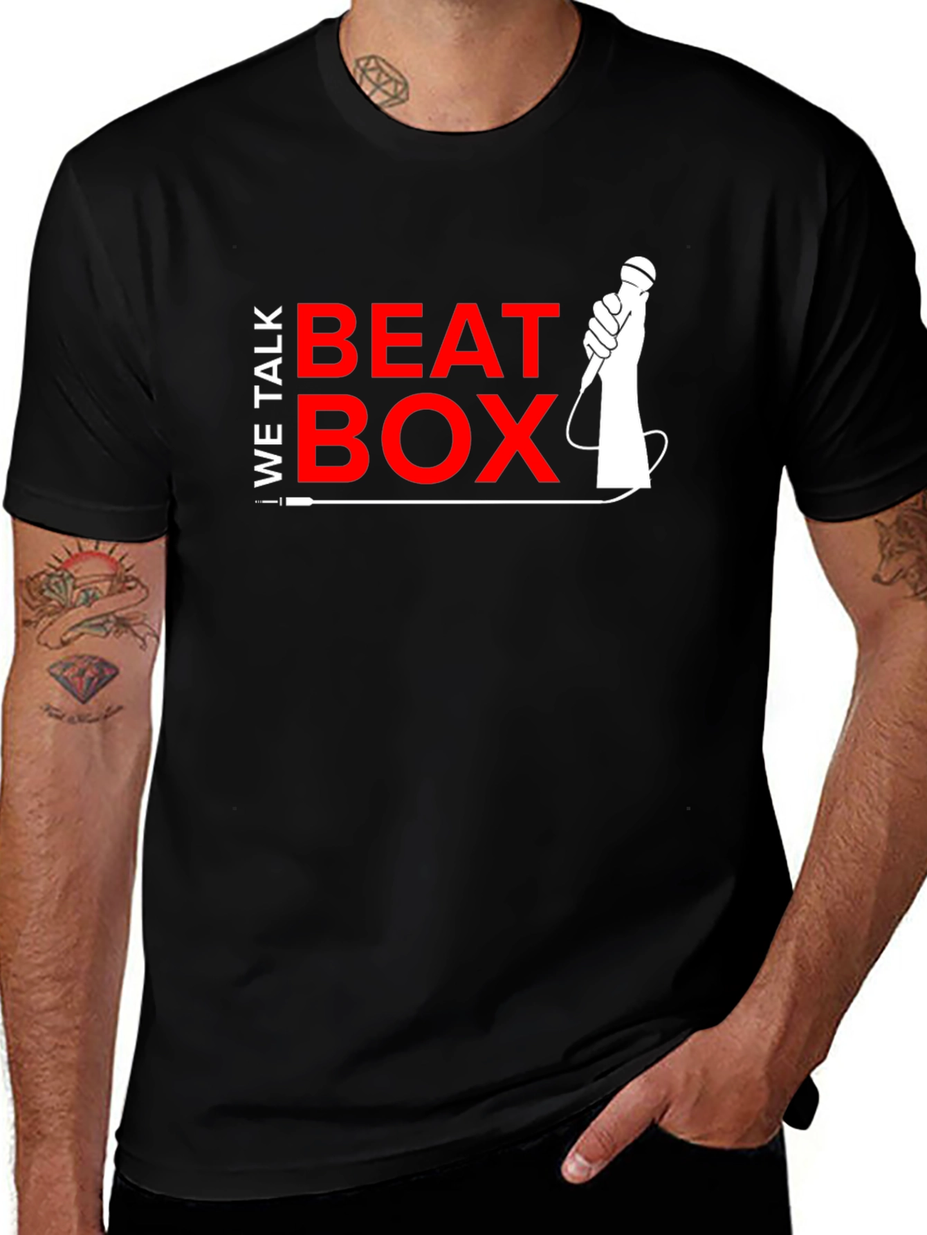 Black We Talk Beat Box Graphic T-Shirt main image