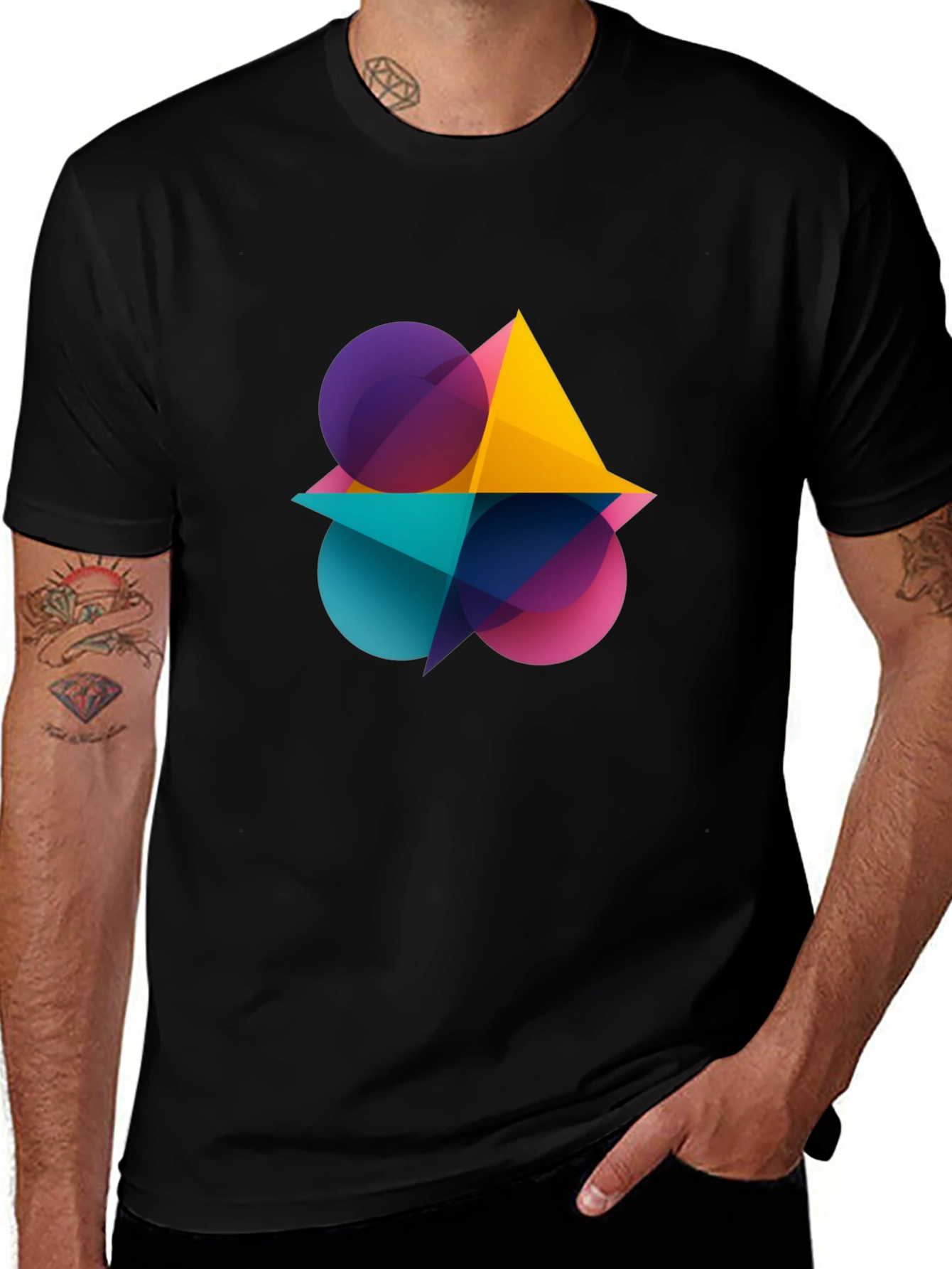 Variant 15 of Abstract Geometric Design Black T-Shirt