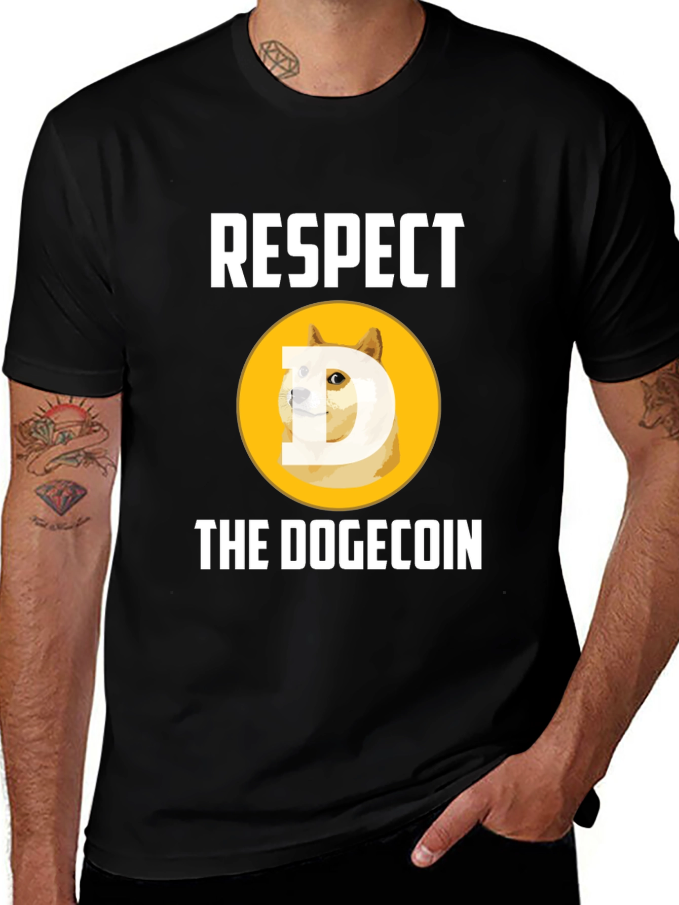 Variant 30 of Respect the Dogecoin Black T-Shirt