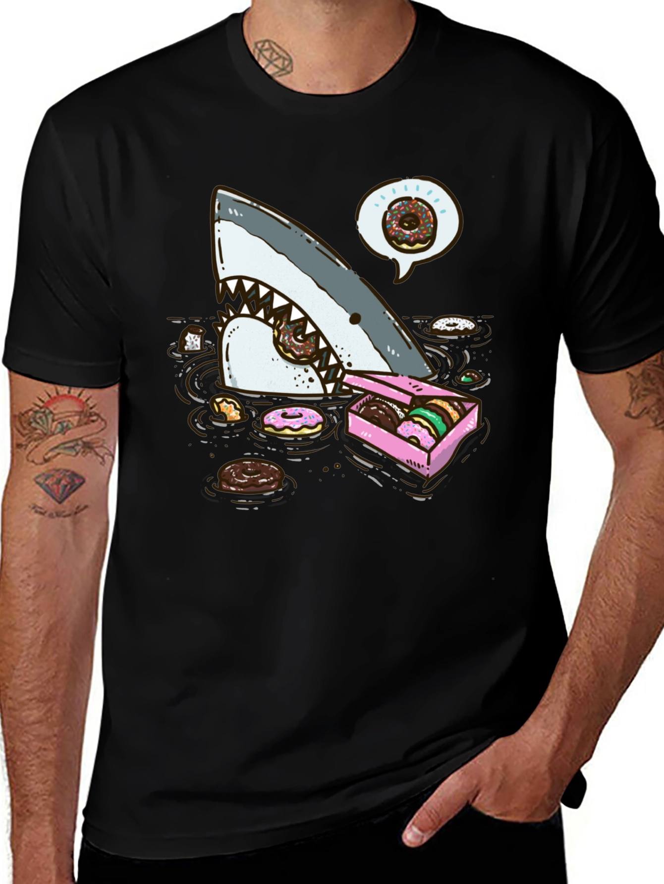 Variant 15 of Donut Shark Tee - Funny Graphic Print T-Shirt