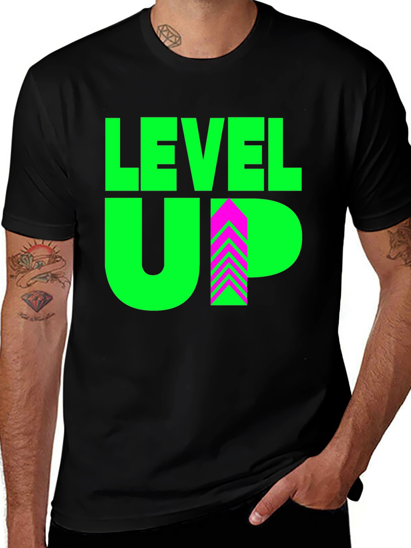 Variant 4 of Level Up Graphic Tee - Black