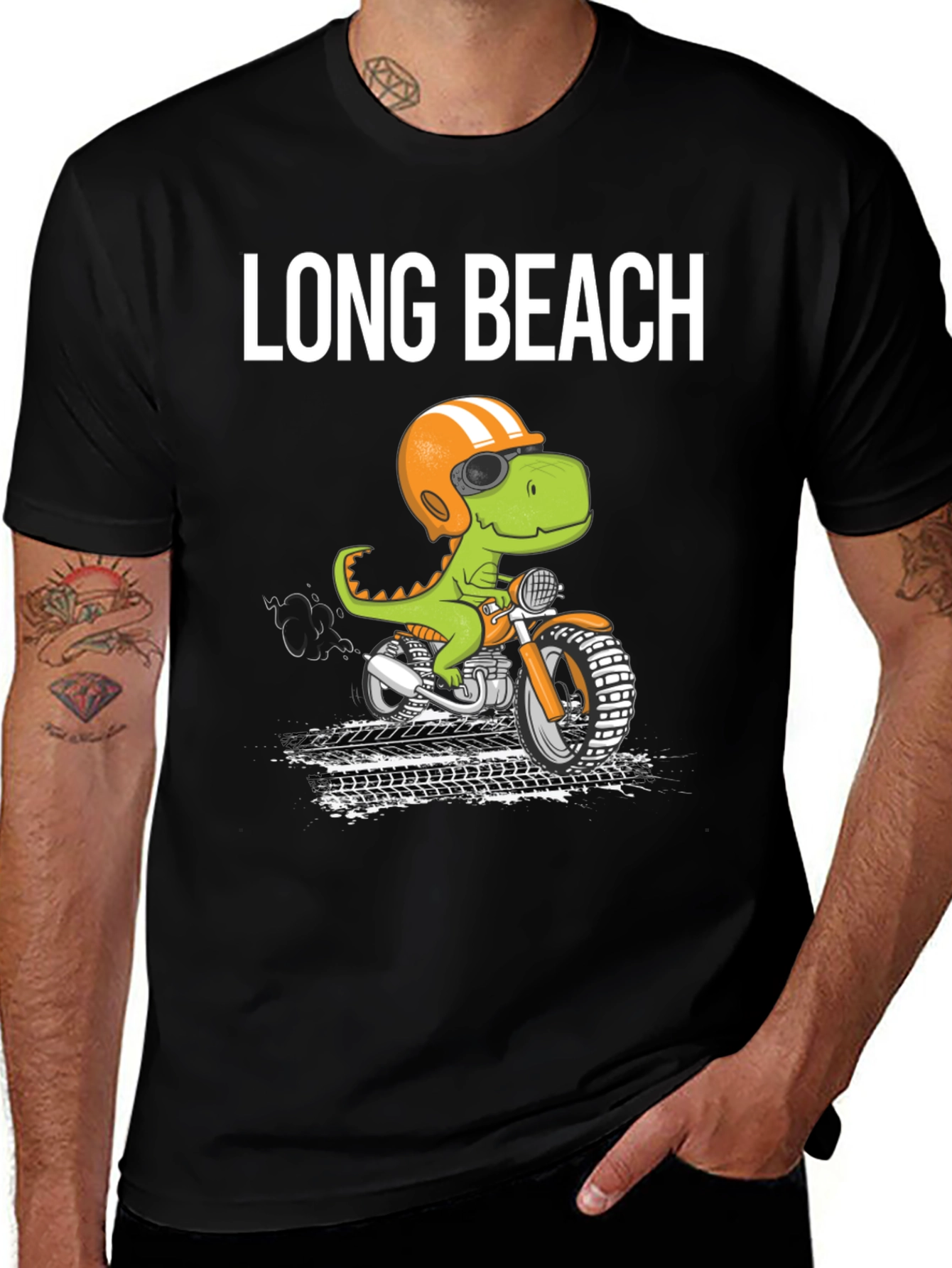 Long Beach Dino Motorcycle T-Shirt