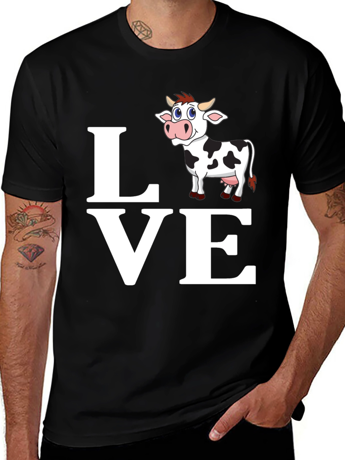 Variant 23 of Cute Cow Lover T-Shirt - Black Cotton Blend