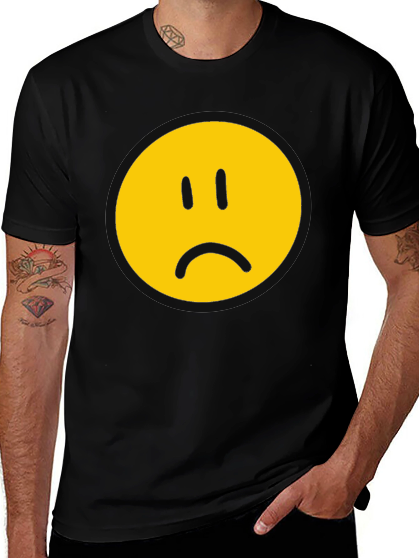 Variant 28 of Sad Face Graphic T-Shirt - Express Yourself!