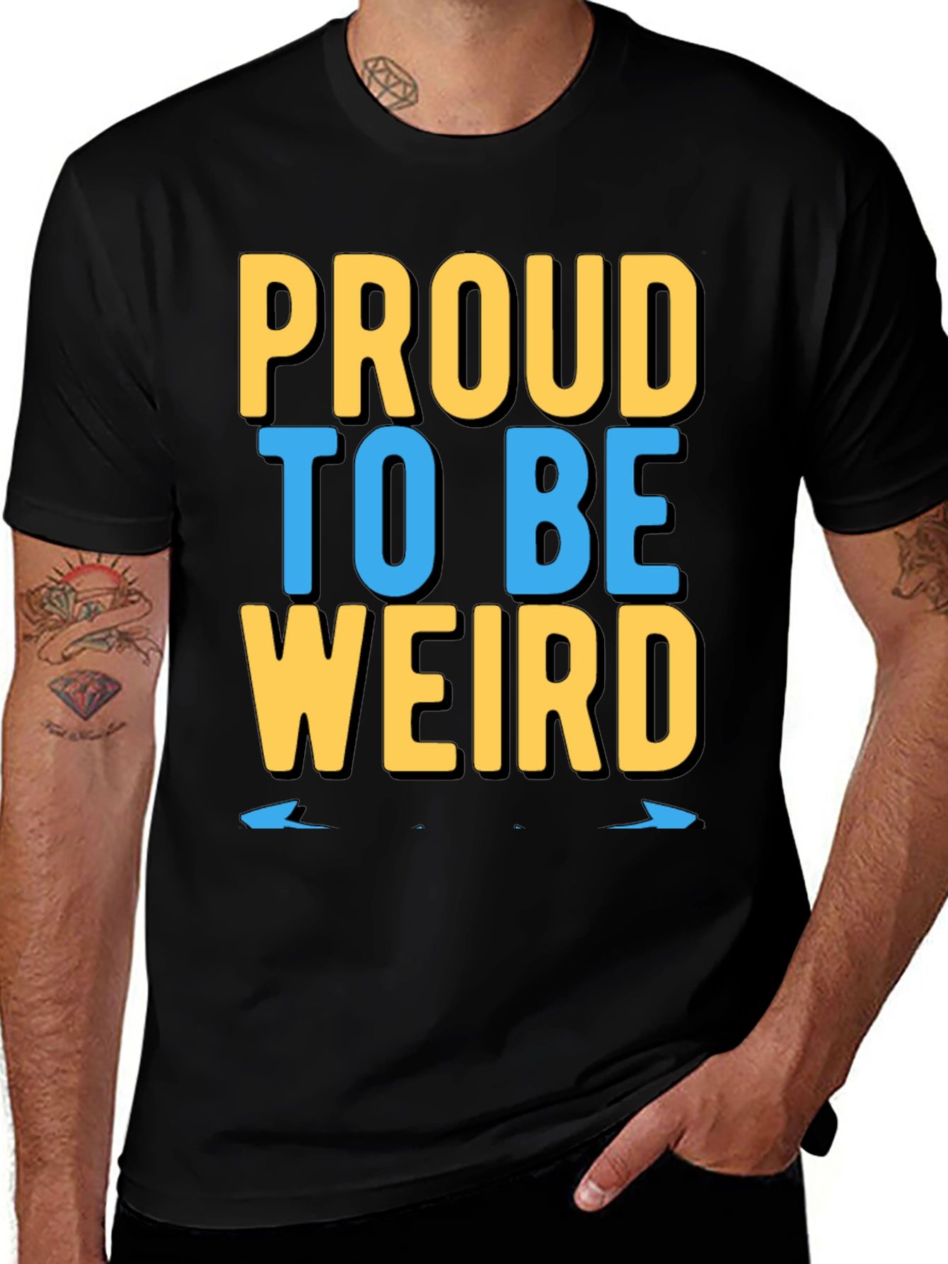 Variant 27 of Proud to Be Weird Graphic Tee - Black Cotton T-Shirt