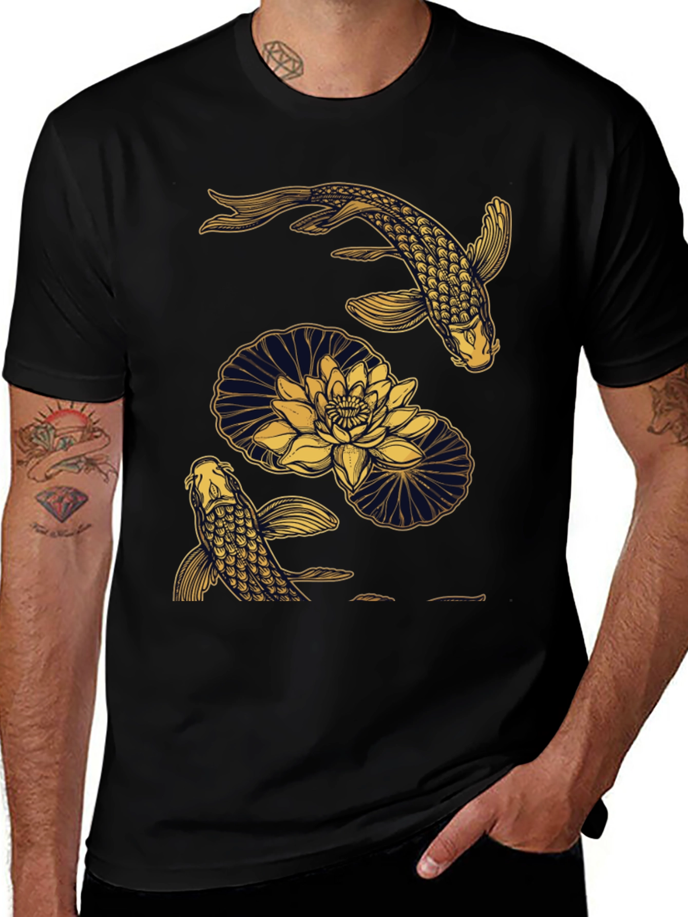 Koi Fish Graphic Tee - Black