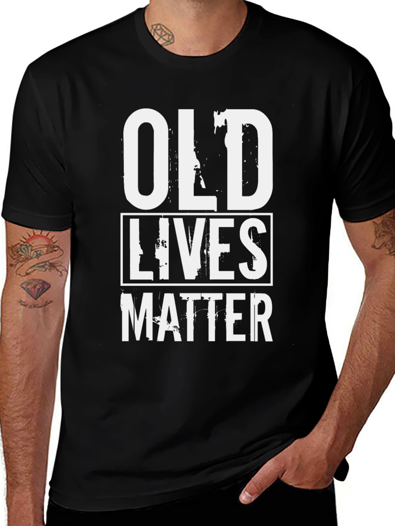 Variant 14 of Old Lives Matter Graphic Tee - Black Cotton T-Shirt