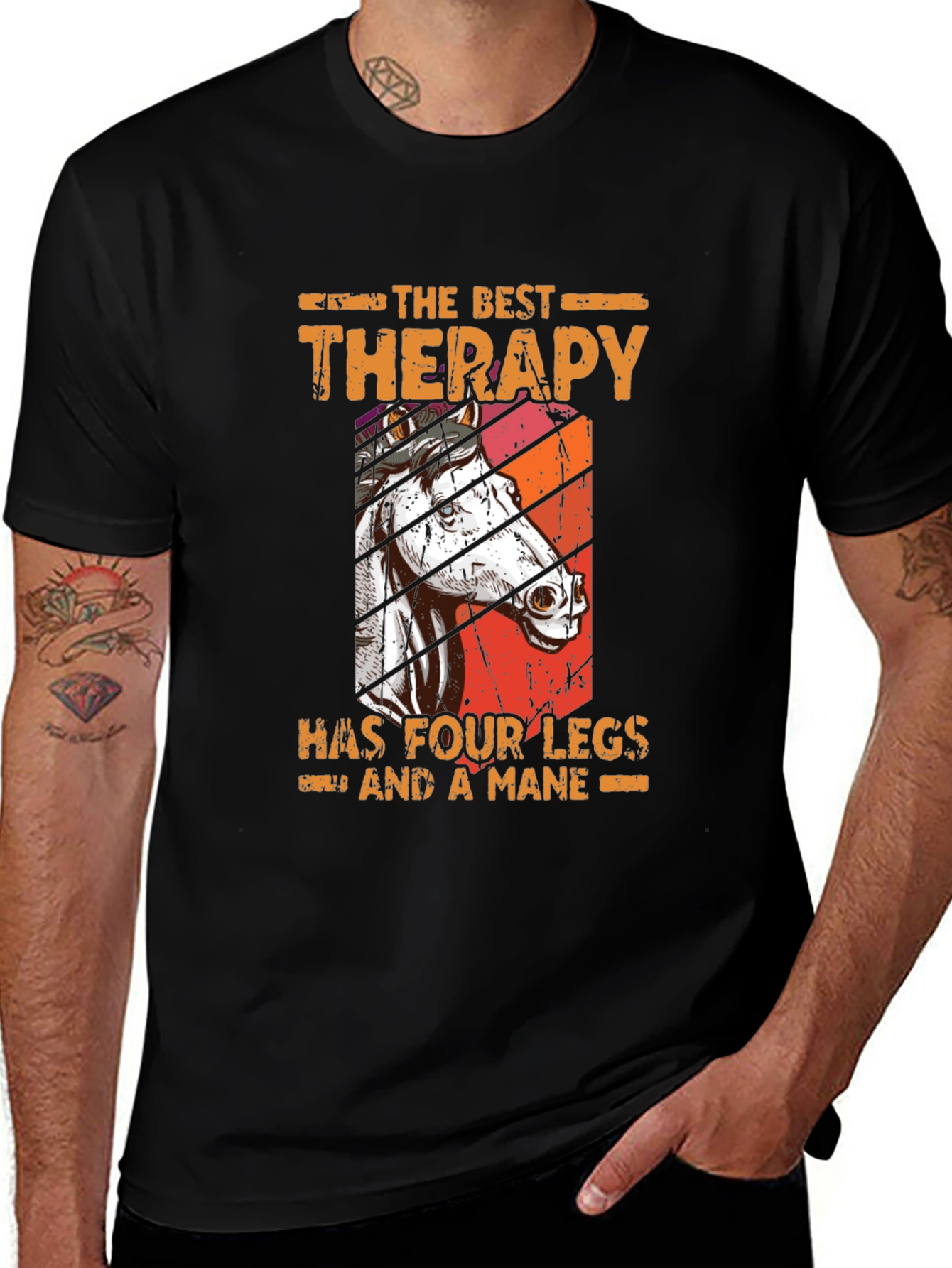 Variant 26 of Horse Therapy T-Shirt - Four Legs and a Mane