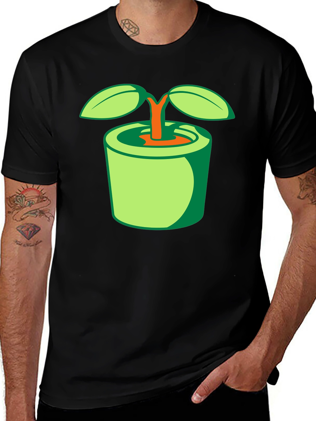 Variant 25 of Plant Pot Graphic Tee - Black Cotton T-Shirt