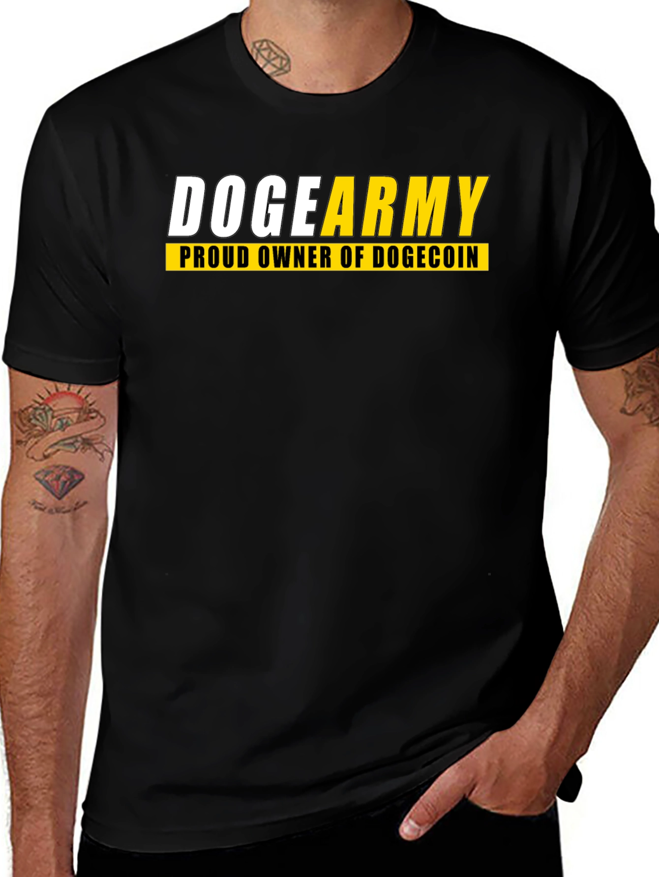 Doge Army Proud Owner Dogecoin Black T-Shirt