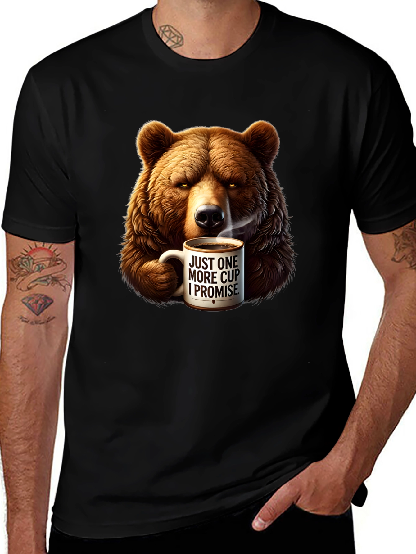 Variant 10 of Bear "Just One More Cup" Graphic T-Shirt